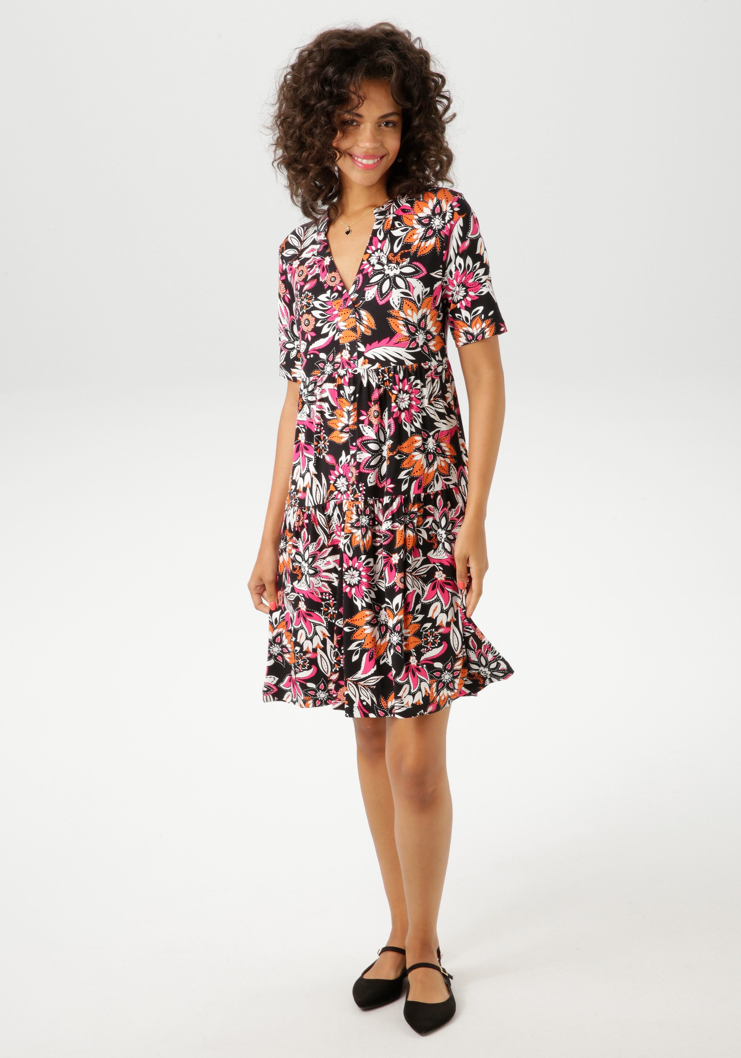 Aniston CASUAL Sommerkleid mit extravagantem Blumendruck- günstig online kaufen