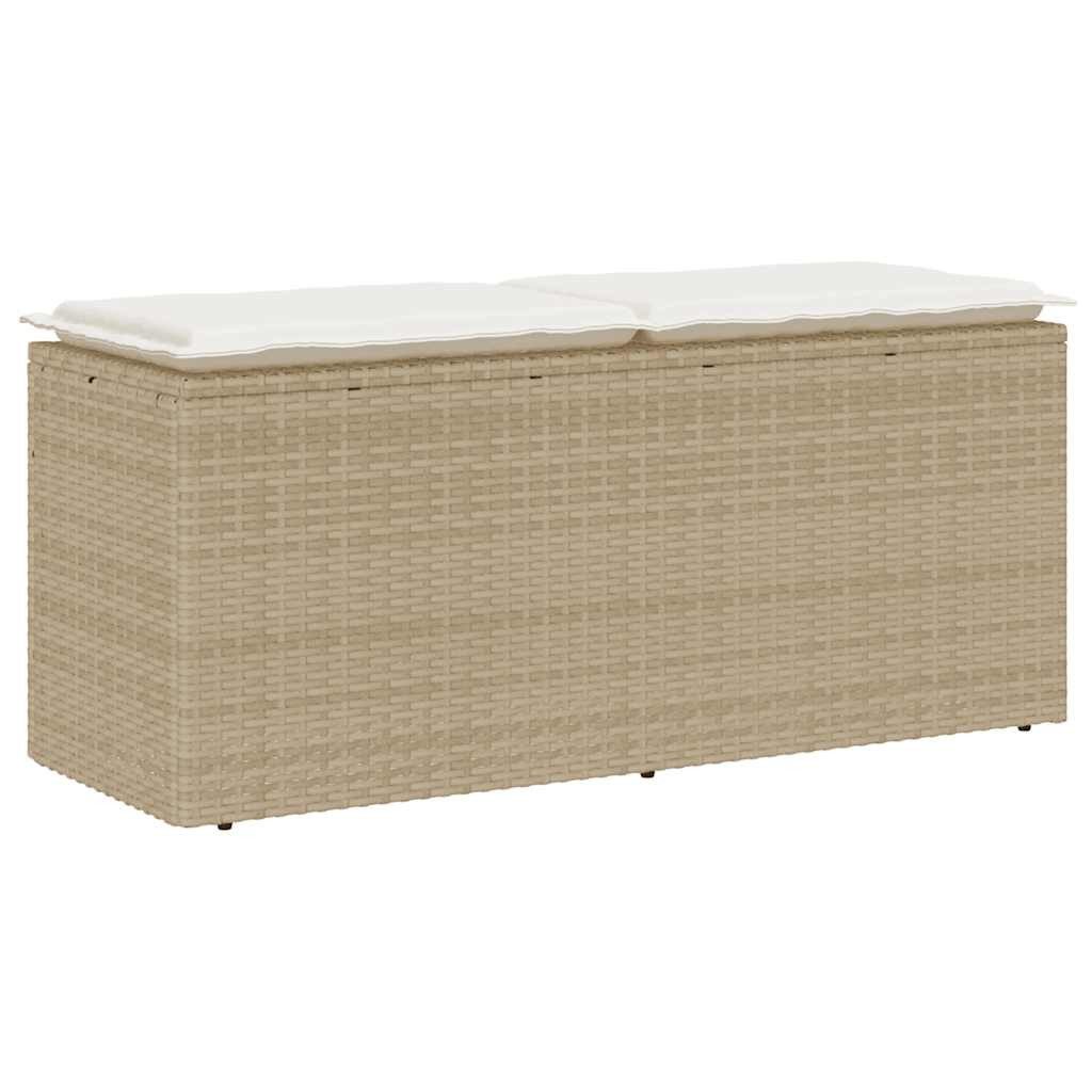 vidaXL Gartenbank Gartenbank mit Kissen Beige 110x40x44 cm Poly Rattan (1-St)