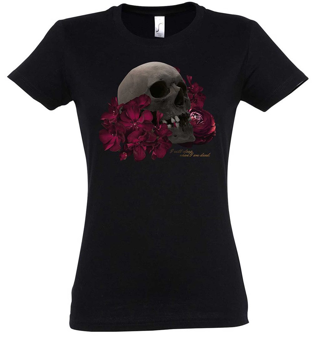 Urban Backwoods Print-Shirt Flower Skull Damen T-Shirt Blumen Fleurs Schäde günstig online kaufen