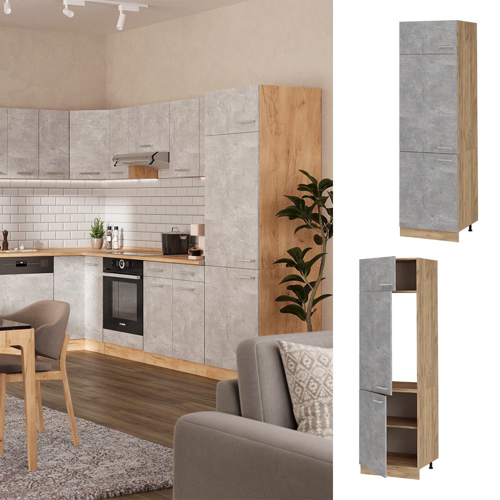 Vicco Kühlumbauschrank R-Line, Beton/Goldkraft Eiche, 60 günstig online kaufen