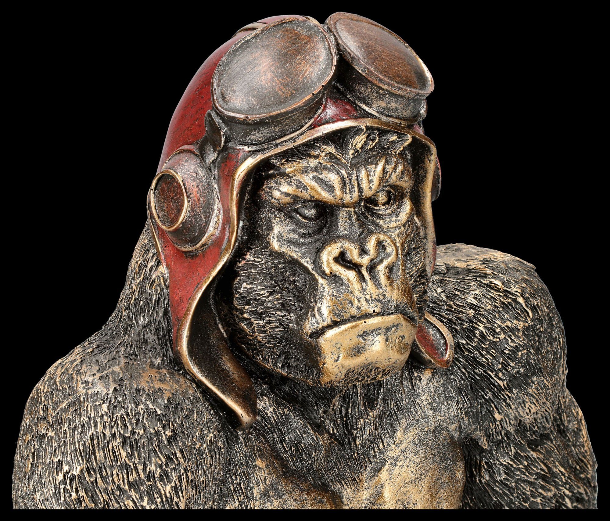 GmbH Dekoration Gorilla Tierfigur goldfarben - Fliegerbrille Tierfigur Affe Figuren Shop mit Figur