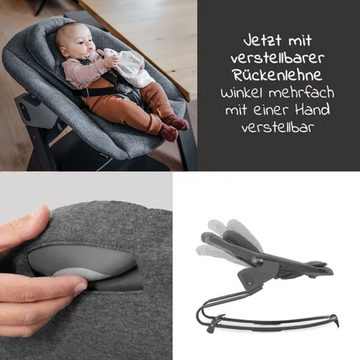 Hauck Hochstuhl Alpha Plus White Newborn Set, Holz Babystuhl ab Geburt inkl. Aufsatz für Neugeborene & Sitzauflage