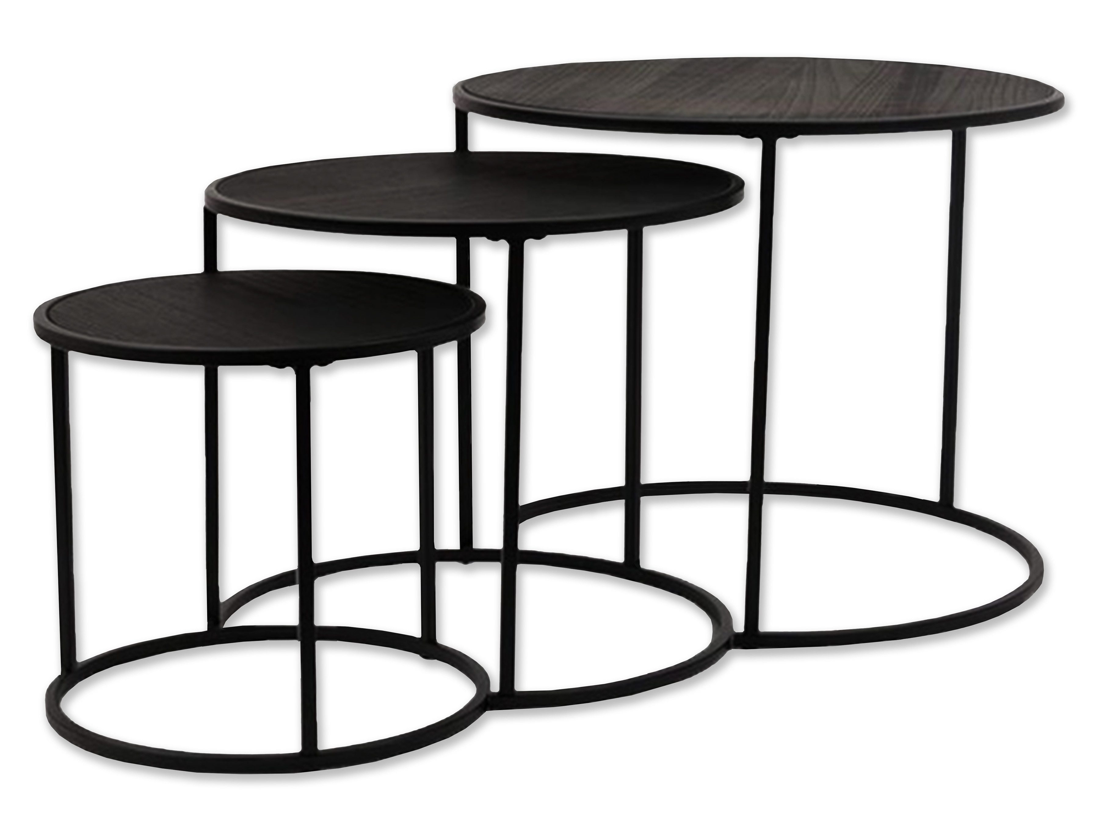 Rug Studios Couchtisch Set 3 Tische, Wohnzimmer, 55 x 55 cm, schwarz