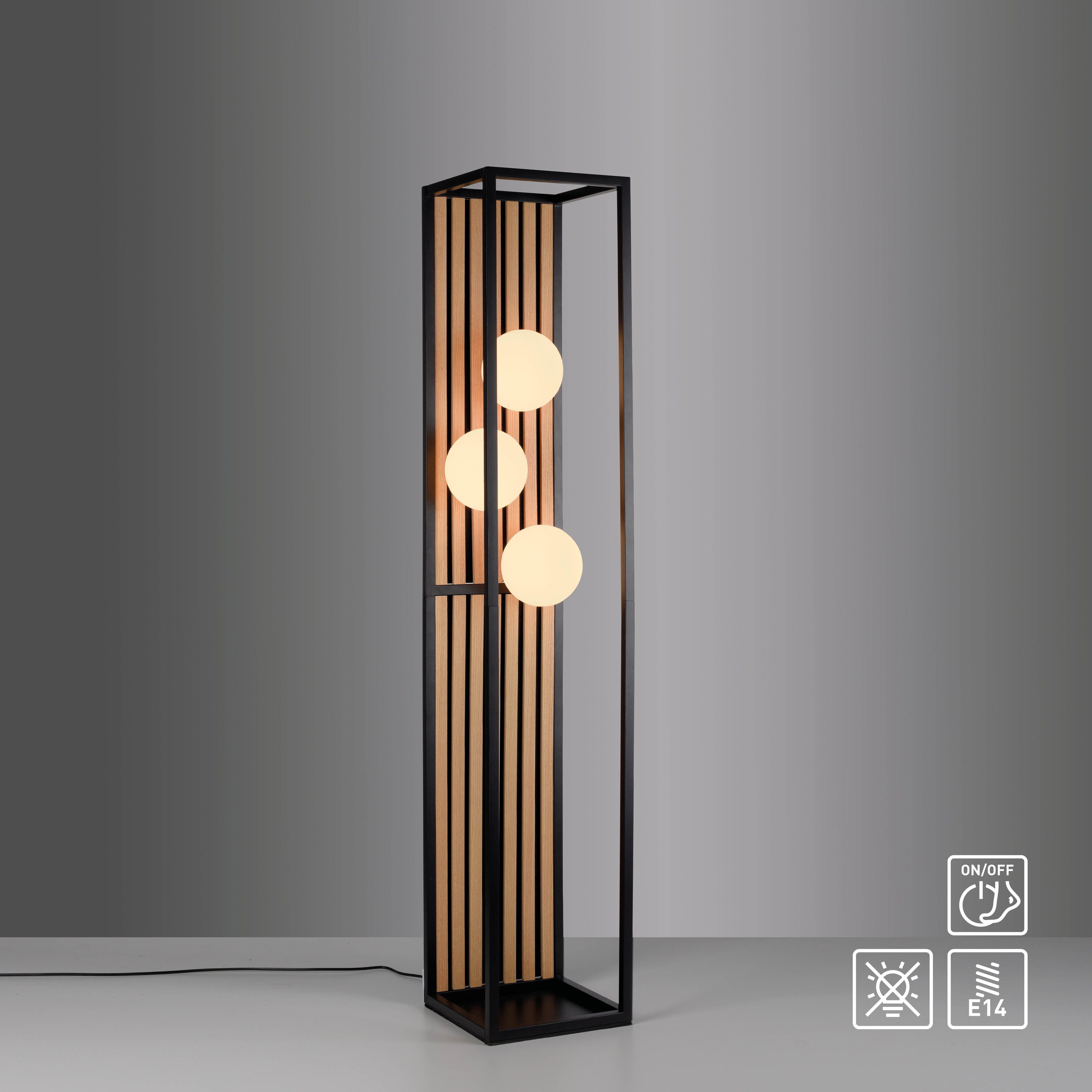 my home Stehlampe Erinette Akustikpaneele mit Glaskugeln, Ein-/Ausschalter, günstig online kaufen