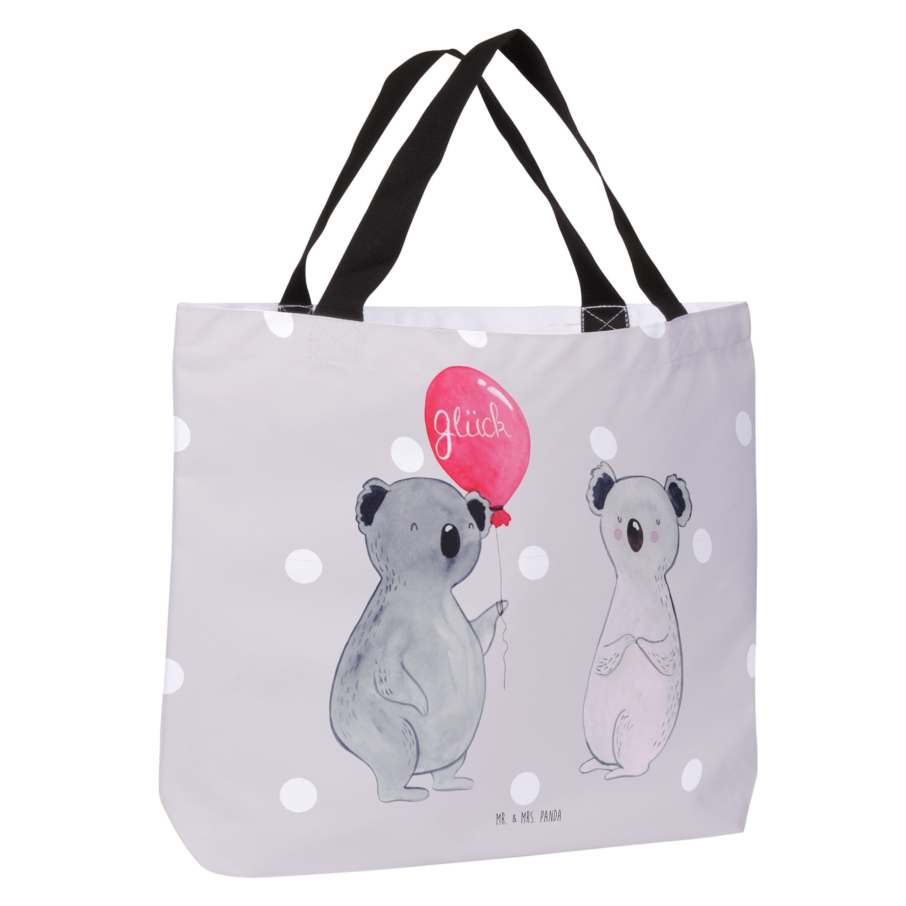 Luftballon Einkaufstasch & Koala Mrs. Shopper Geburtstag, (1-tlg) Panda Mr. - Geschenk, - Pastell Grau