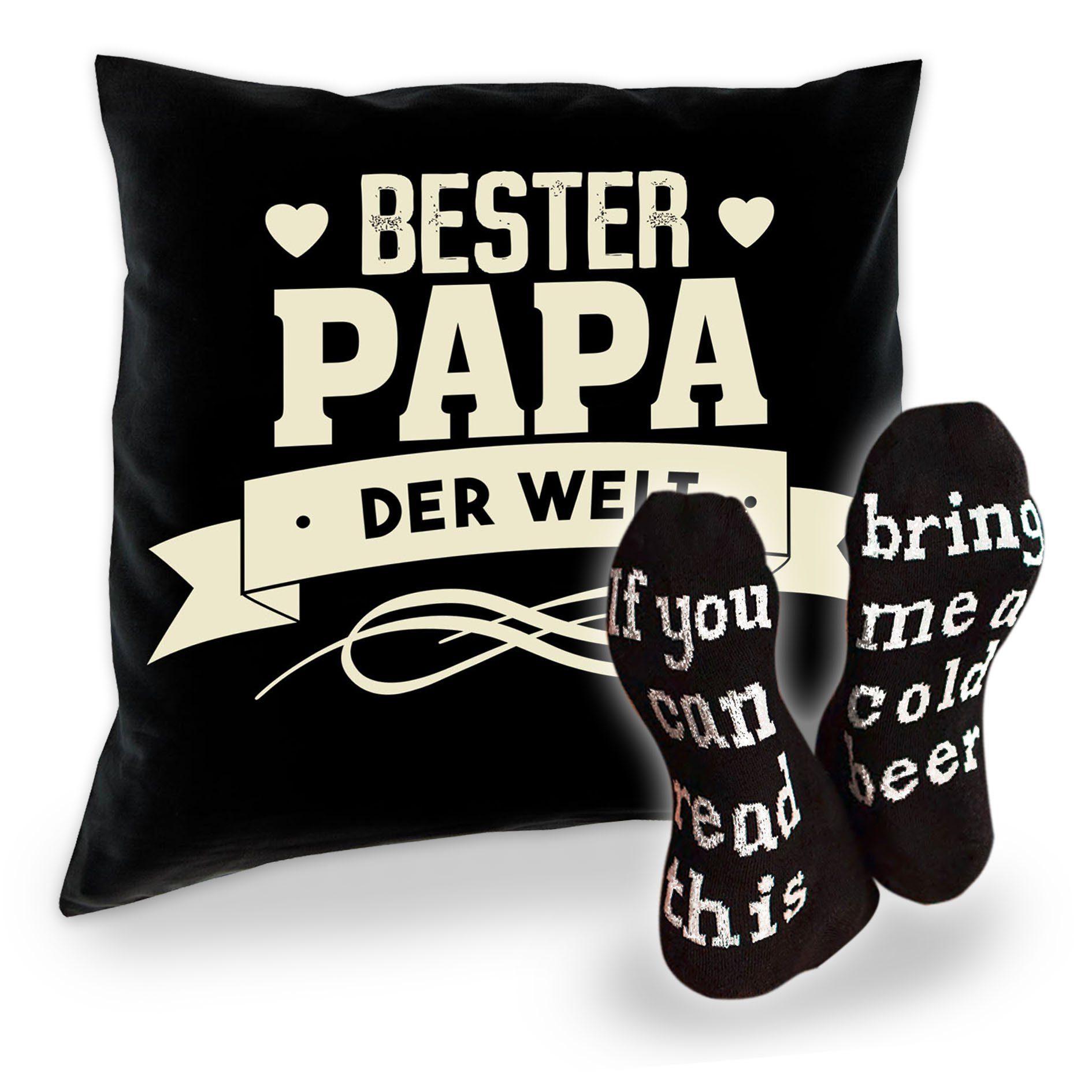 der Kissen Socken Soreso® und Geschenkidee mit Väter schwarz Bier Geschenke Spruch, Papa Bester für Welt Dekokissen