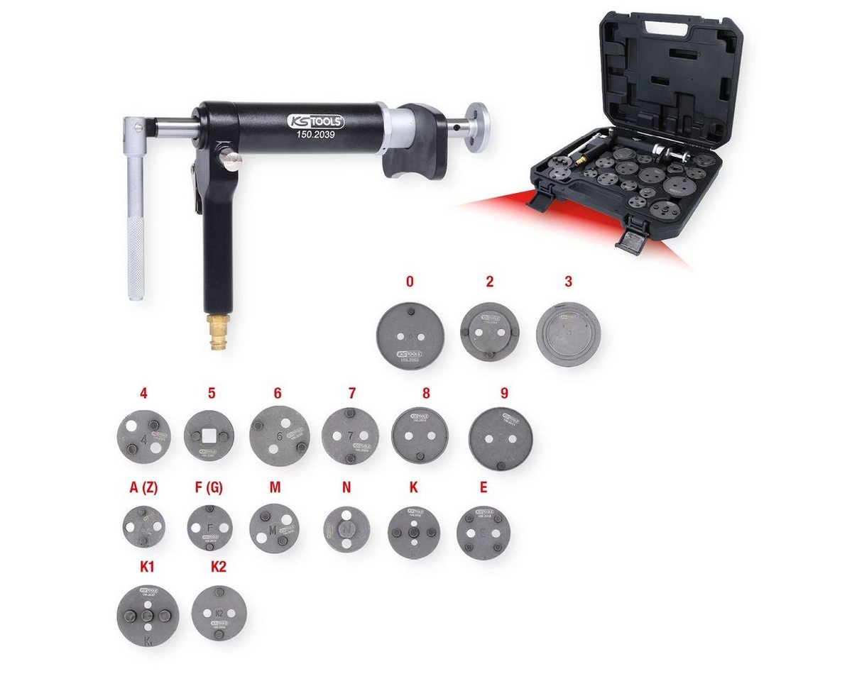 Thumbnail - KS Tools Gabel- und Ringschlüssel Druckluftspindel-Bremskolbenwerkzeug-Satz, 18-tlg (150.2000)