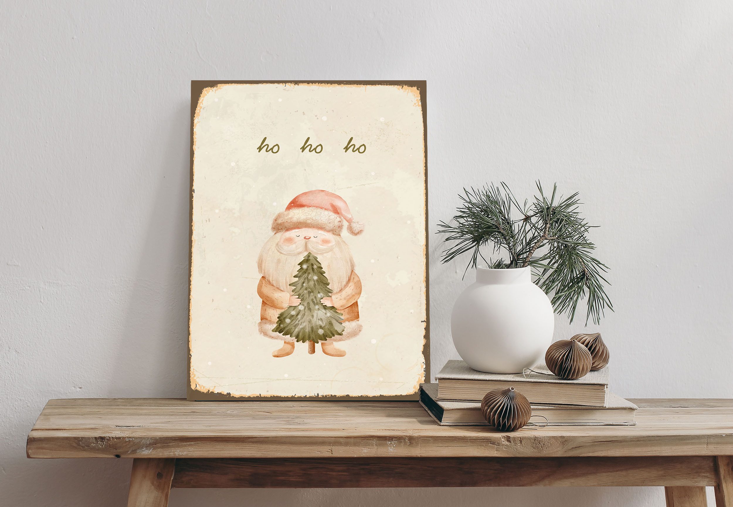 queence Alu-Dibond-Druck Weihnachtsmann, Weihnachten, Weihnachtsmann (1 St), ho ho ho, Schild
