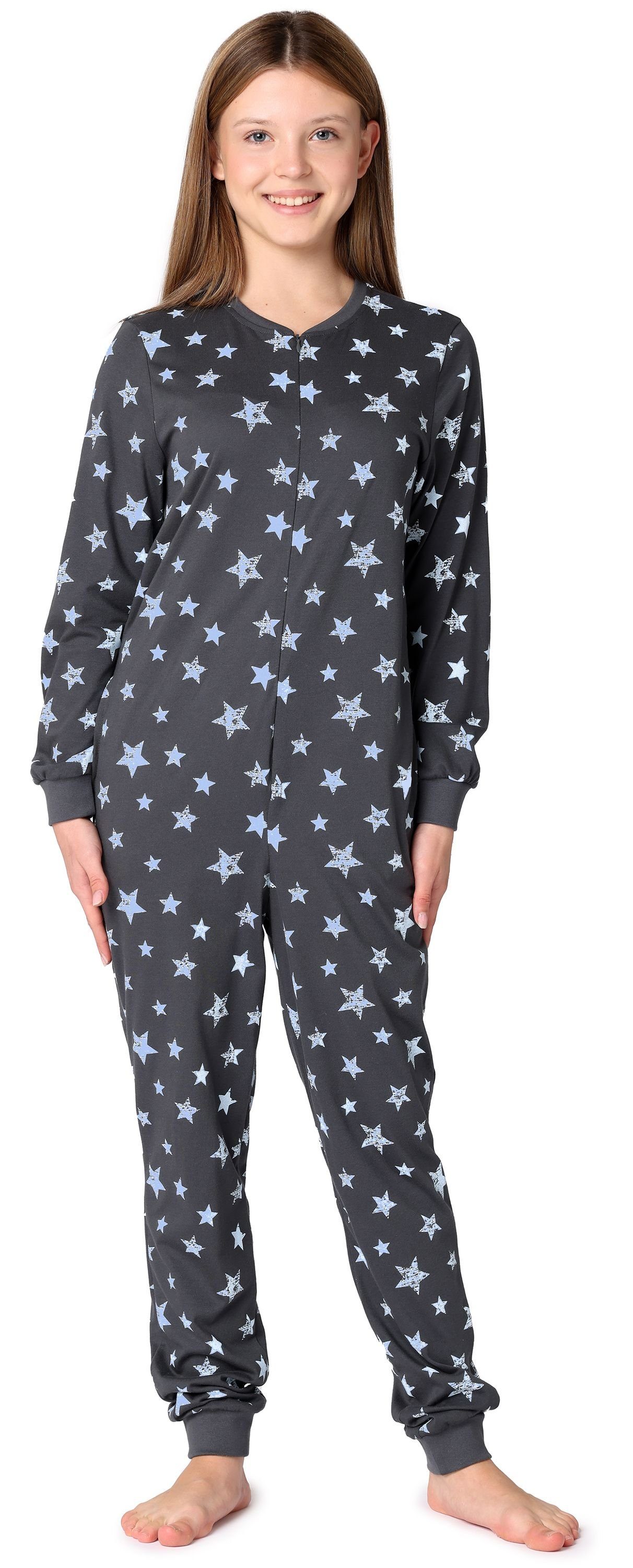 Schlafanzug Sterne Jugend MS10-235 Grafit/Blau Schlafanzug Style Schlafoverall Mädchen Merry
