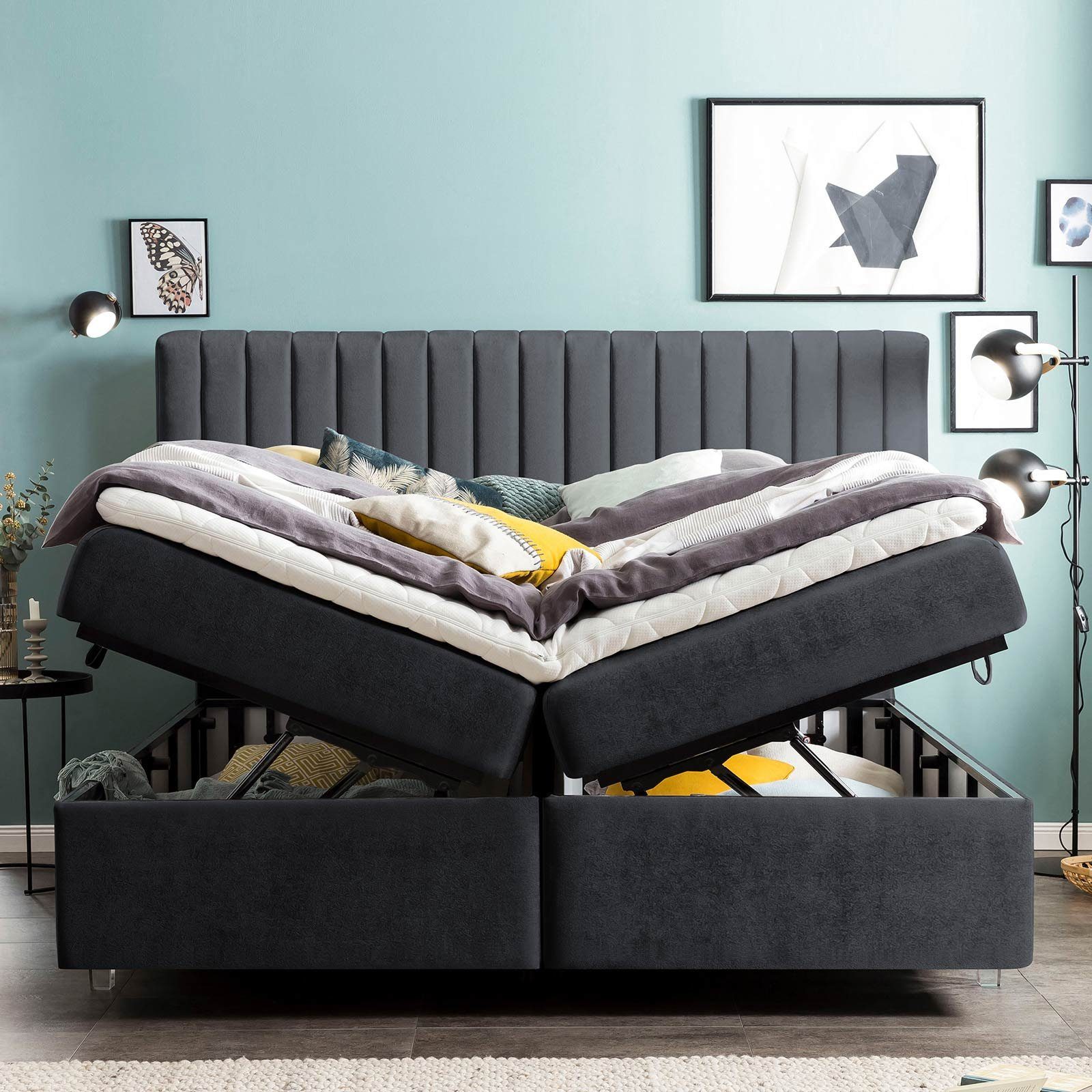 BettCo Stauraumbett Boxspringbett mit Bettkasten Paris günstig online kaufen