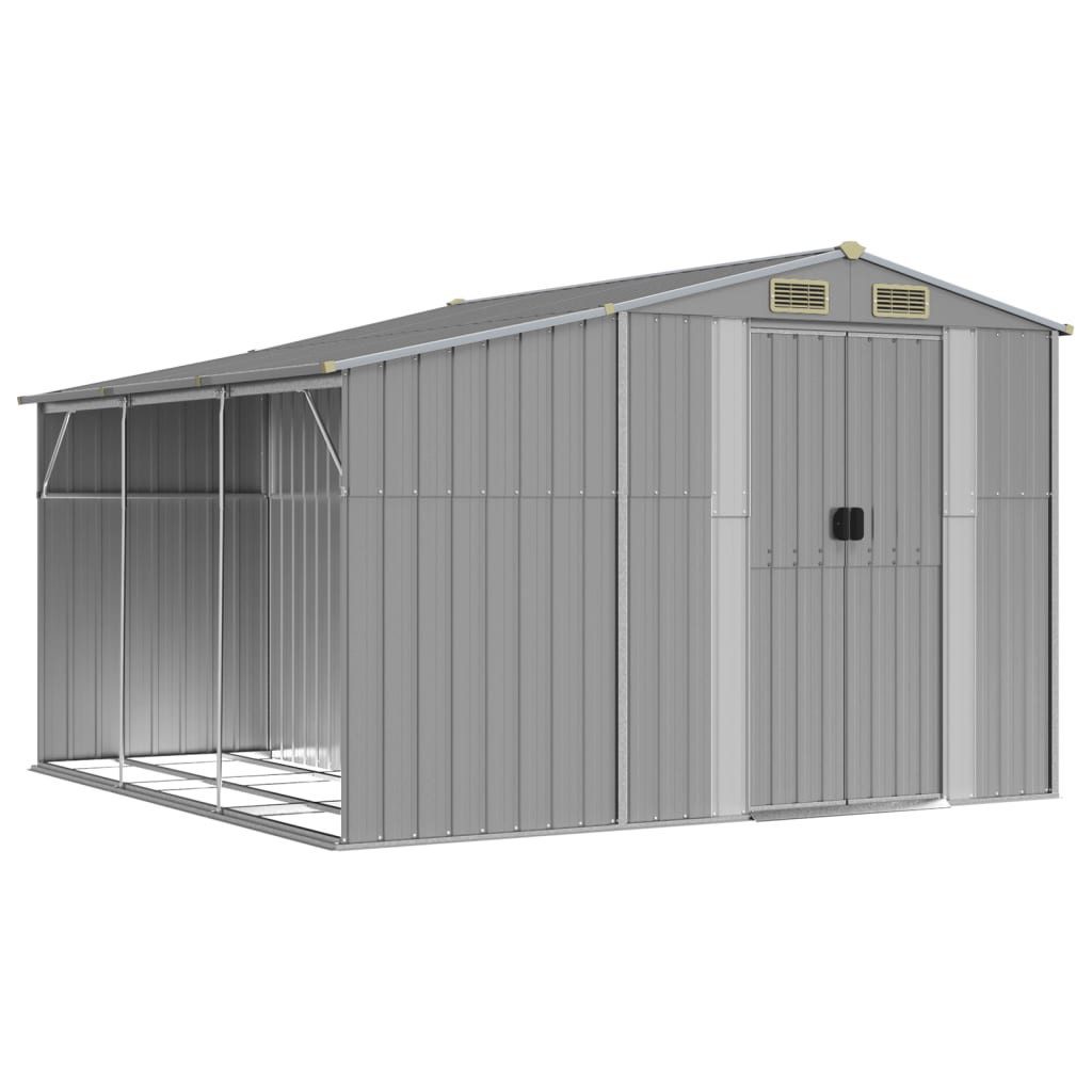 vidaXL Gerätehaus, Gartenhaus Grau 277x279x179 cm Verzinkter Stahl
