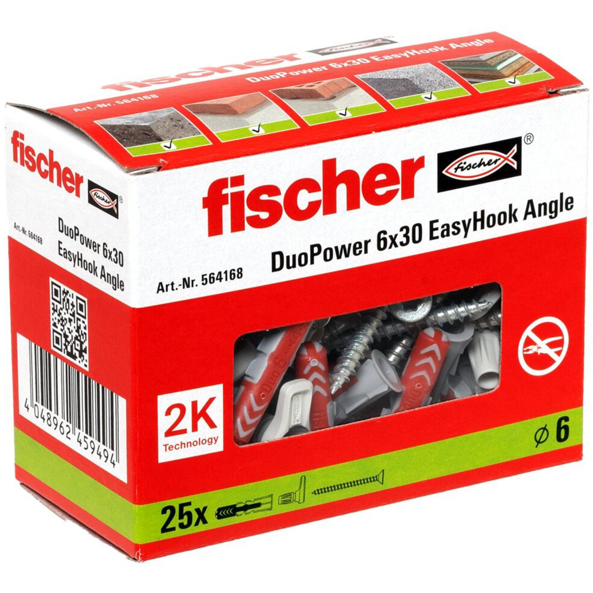 Exquisites Design Fischer Universaldübel fischer Dübel, Angle EasyHook DuoPower 6x30, (25