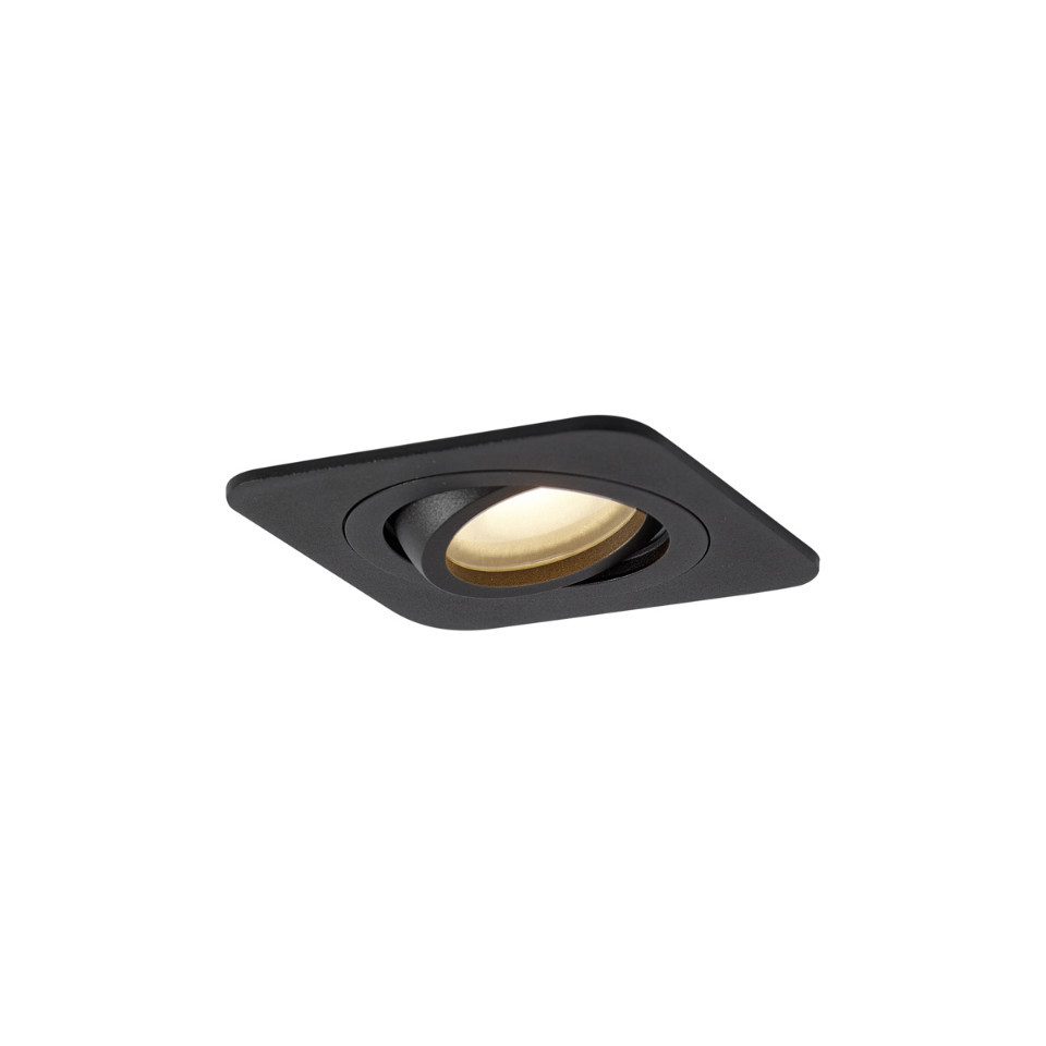 Qazqa LED Einbaustrahler 108309, ohne Leuchtmittel, Warmweiß, QAZQA Downlight, gu10, Schwarz, Aluminium, Modern