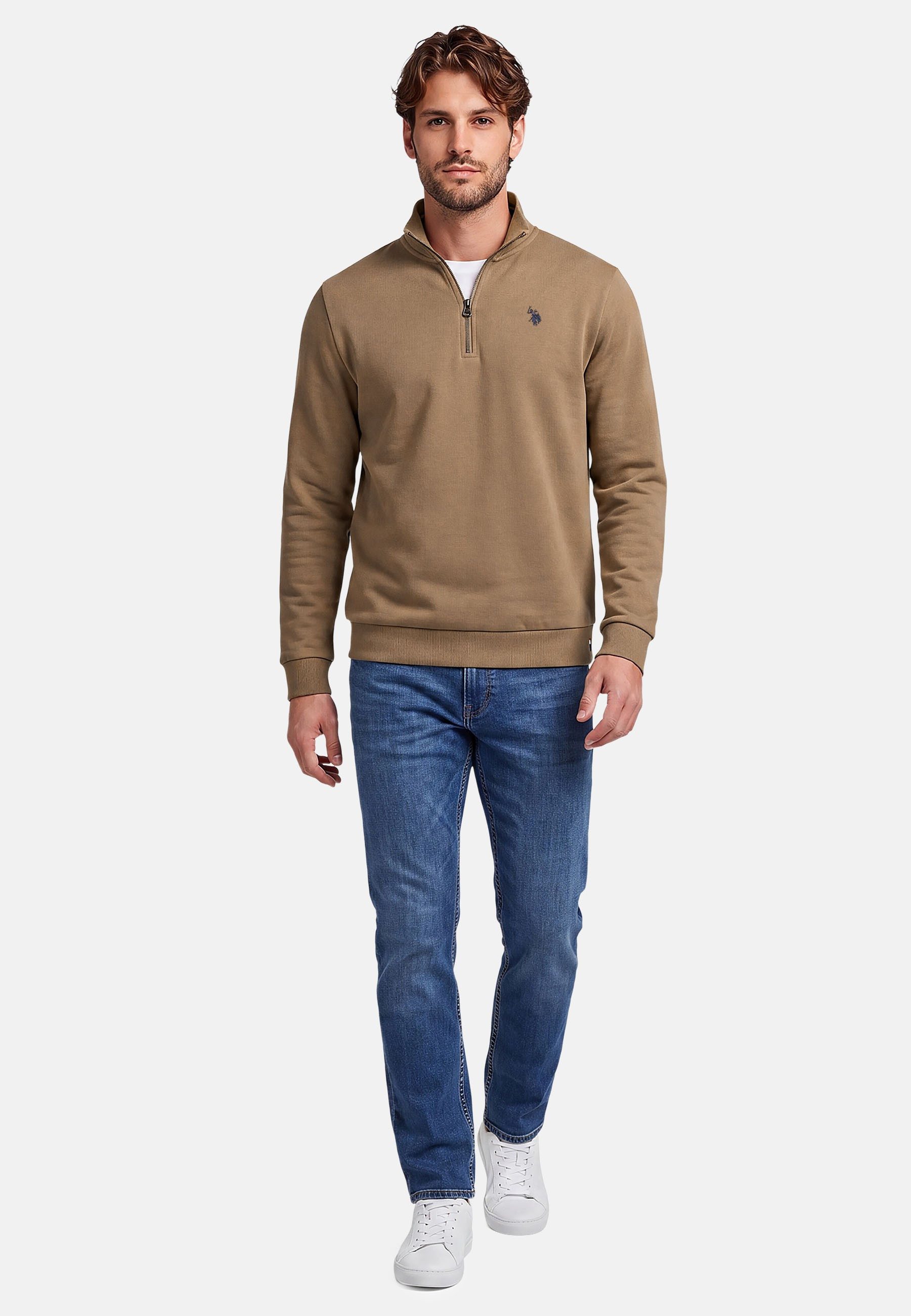 U.S. Polo Assn. Stehkragenpullover USNiico – Herren Half-Zip Pullover mit Logo-Stickerei Weiche Baumwollmischung, sportlich-elegantes Design und hoher Komfort – Bild 3 von 5