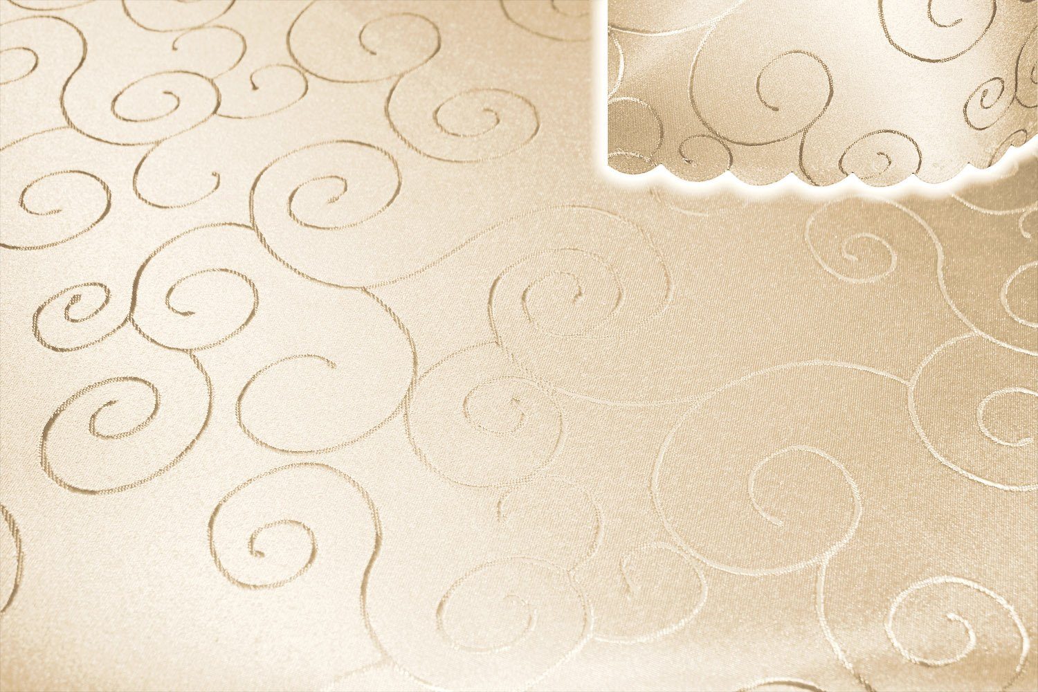 Tischdecke Tischdecke rund 180 cm Ø damast Ornamente bügelfrei fleckenabweisend