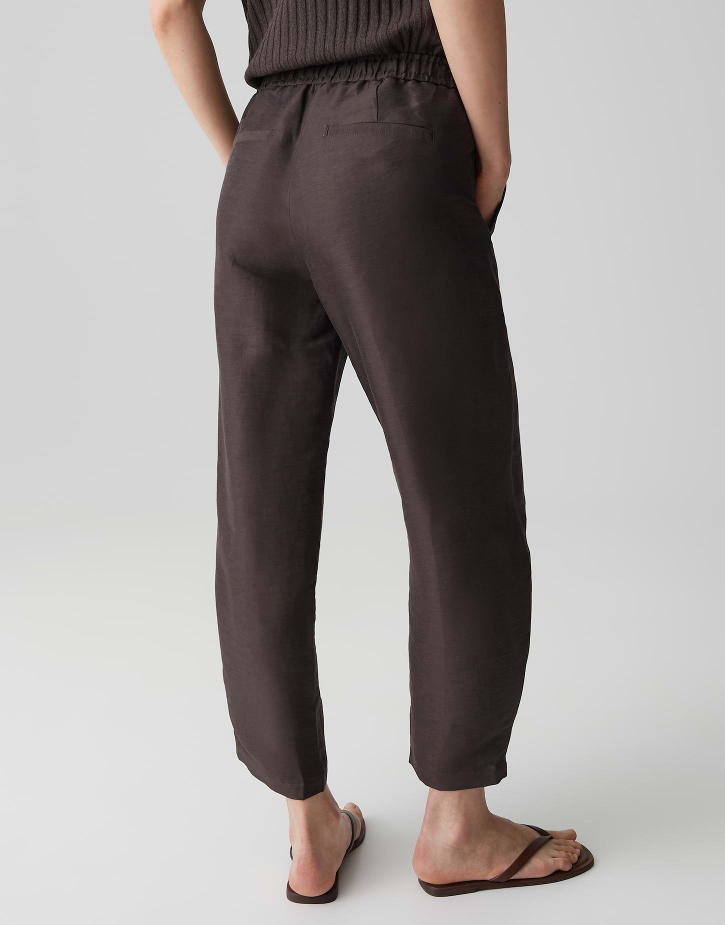 OPUS Stoffhose Myha Glow mit Leinenstruktur Gummibund und Legefalten sorgen für Komfort