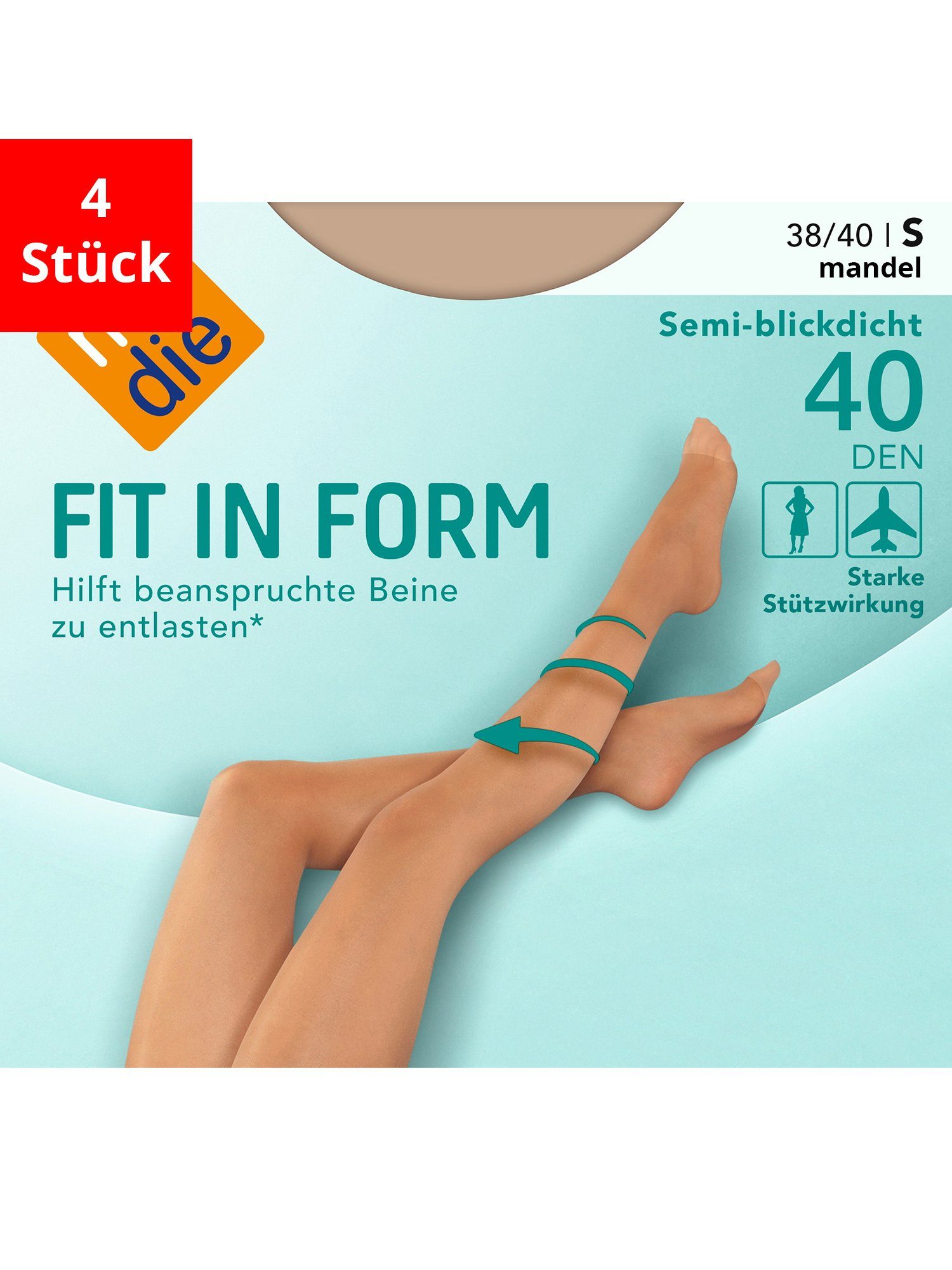 mandel St) Den in Fit 40 (4 Nur Form, Feinstrumpfhose Die