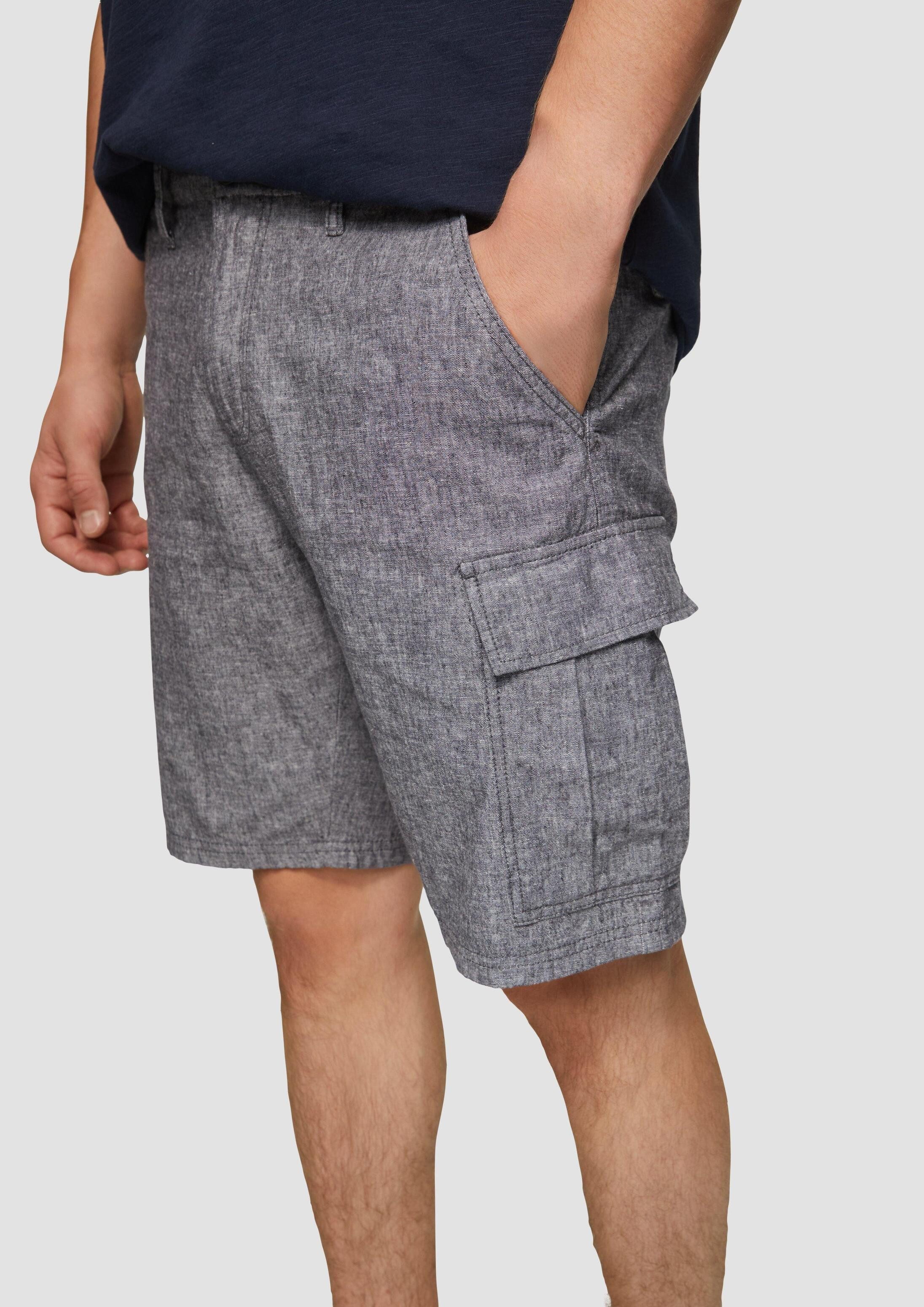 QS Shorts Hose Kurze Hose aus Leinenmix mit Cargo-Taschen