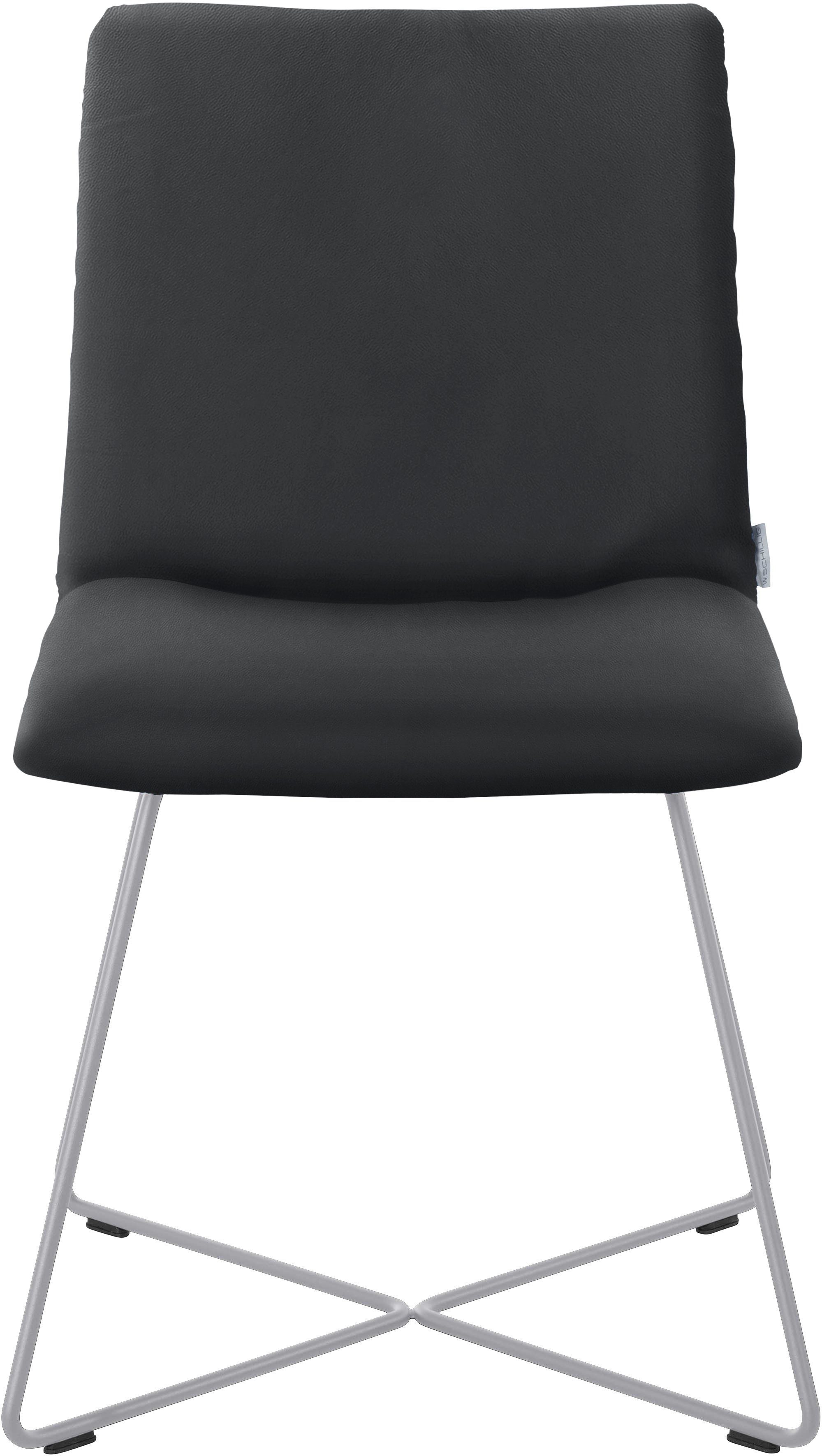 W.SCHILLIG Polsterstuhl jakob, mit Drahtrohrgestell in Silber matt