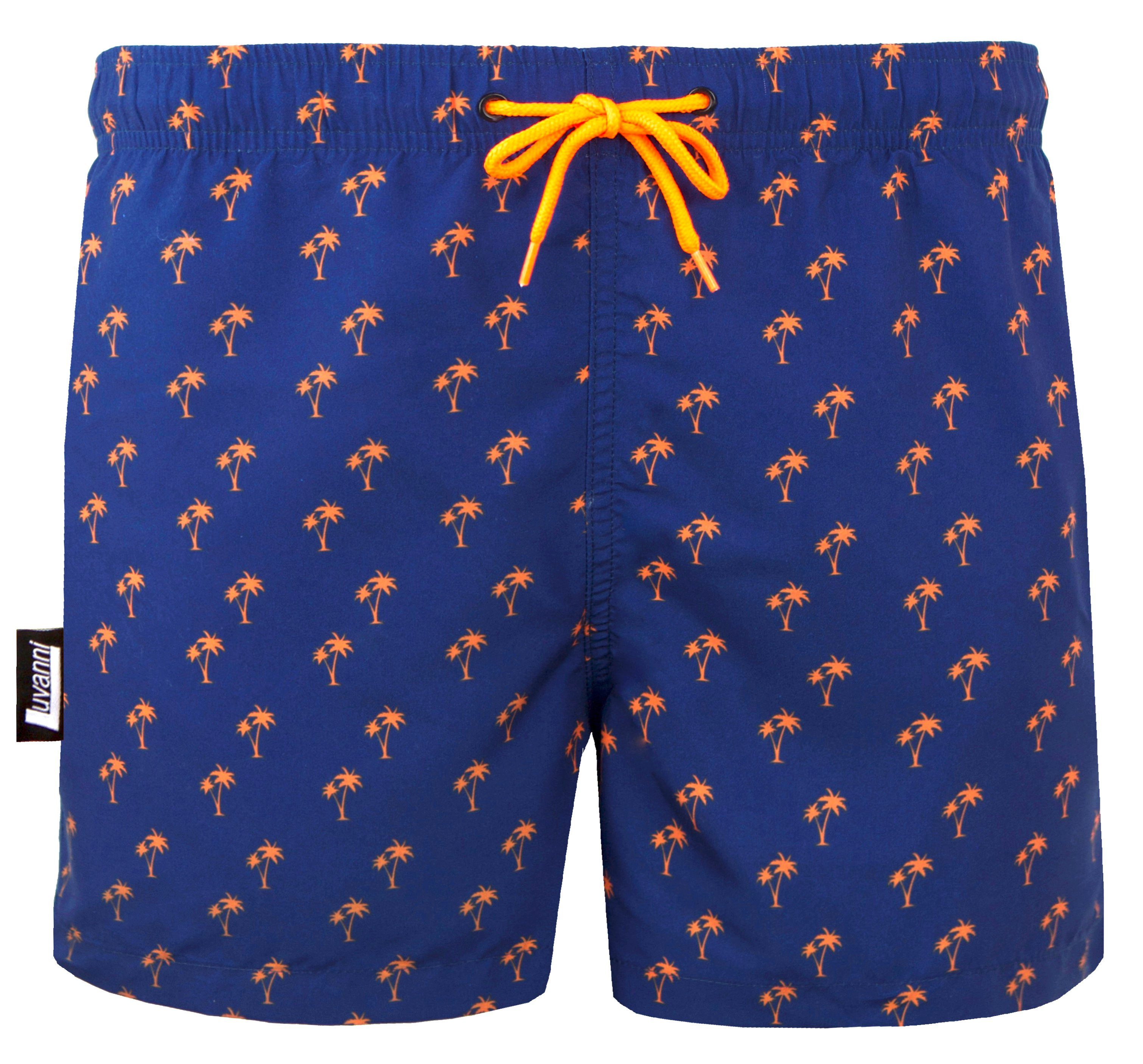 Weiss 22-24v2 Schwimmhose Badeshorts Luvanni Badehose Insel Herren Badehose Boardshorts Kordelzug Palmen Palm Schnelltrocknende Beachshorts Orange Blau