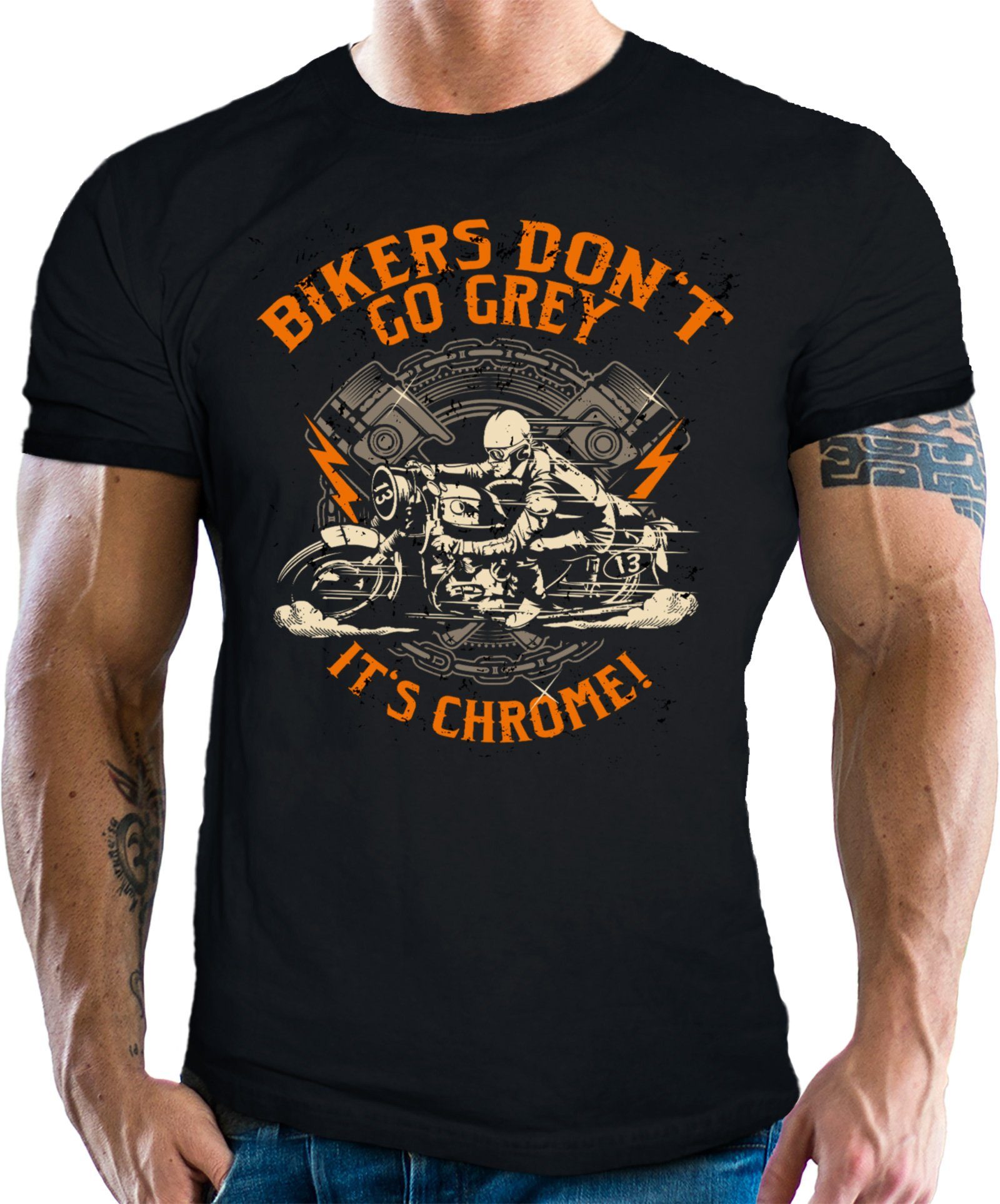 GASOLINE BANDIT® T-Shirt für den älteren Motorradfahrer: It's Chrome!