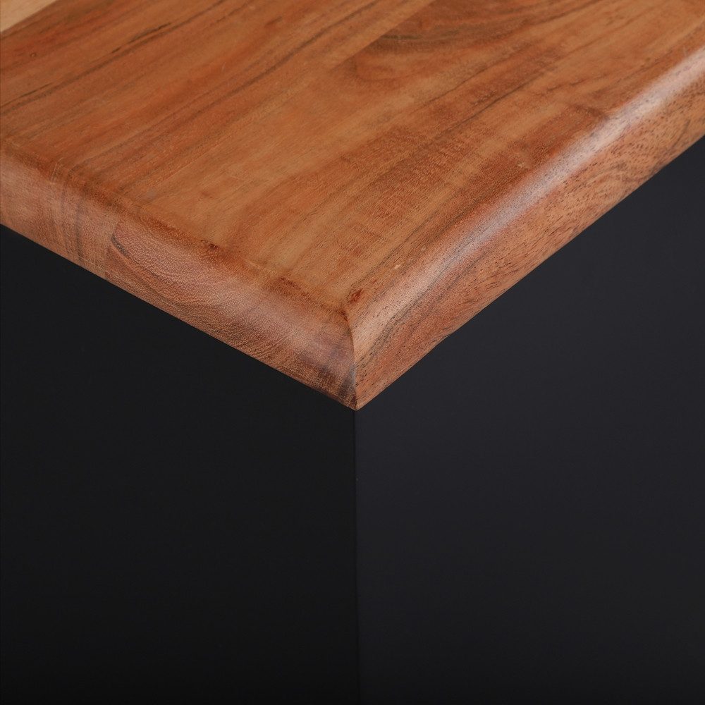 WOMO-DESIGN Beistelltisch Couchtisch Handgefertigt aus Akazienholz, Unikat Massivholz Möbel (1-St), Metall Wohnzimmertisch Sofatisch Kaffeetisch Dekotisch Blumenhocker