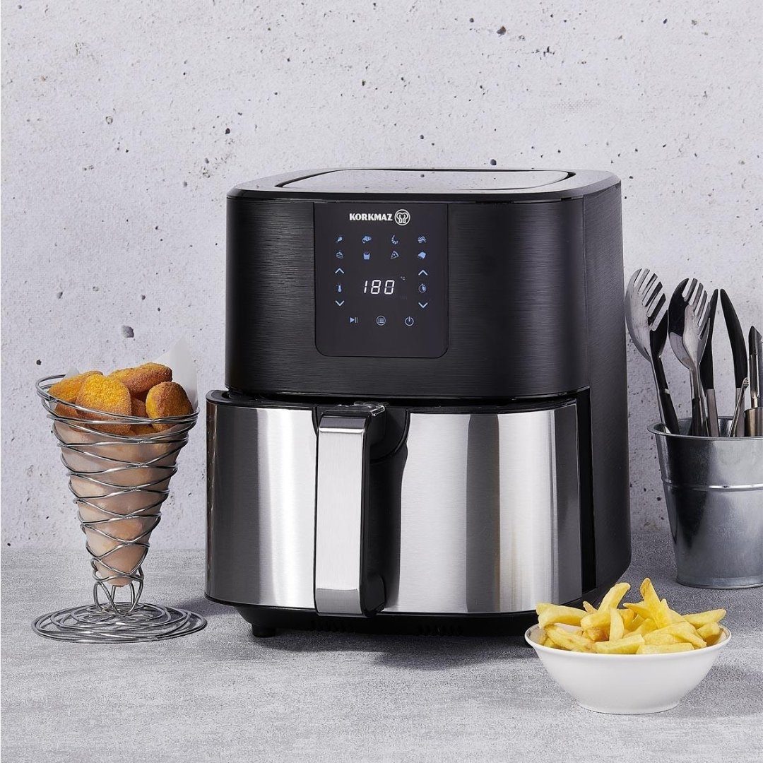 Korkmaz Heißluftfritteuse Air Max Airfryer A888, 1700,00 W, 8 Voreinstellungen, Display, Timer, 6,5 Liter