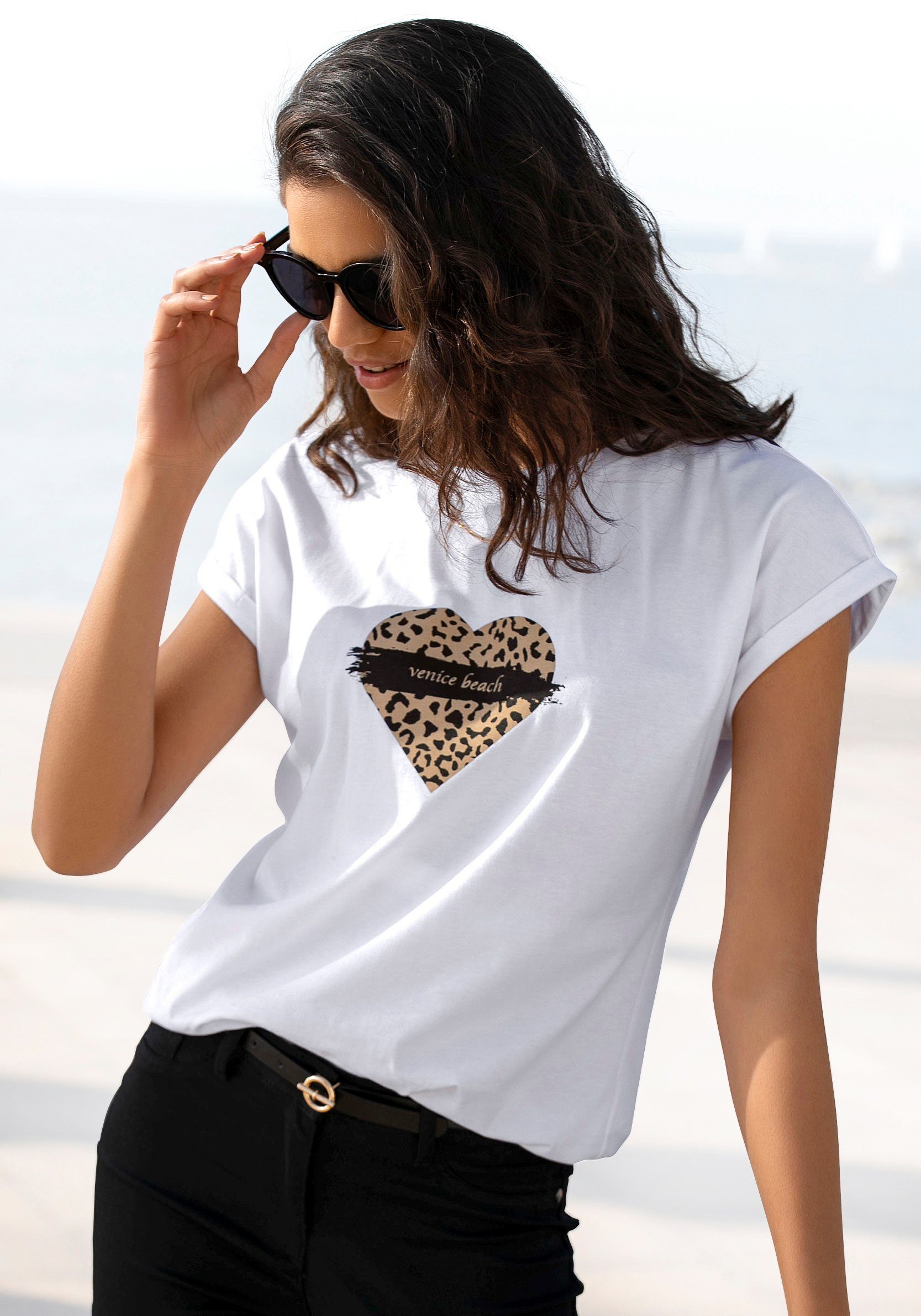 Kurzarmshirt Beach mit Frontprint Venice