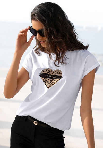 Venice Beach Kurzarmshirt mit Frontprint, T-Shirt aus Baumwolle, lockere Passform