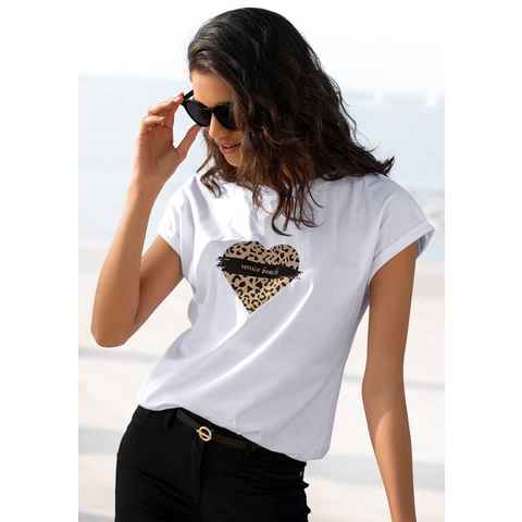Venice Beach Kurzarmshirt mit Frontprint, T-Shirt aus Baumwolle, lockere Passform