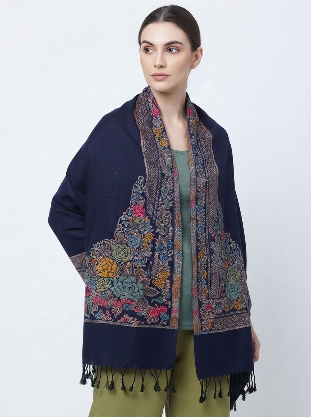 PfauGermany Modeschal Kashmiri Traditionellen Embroidery Design