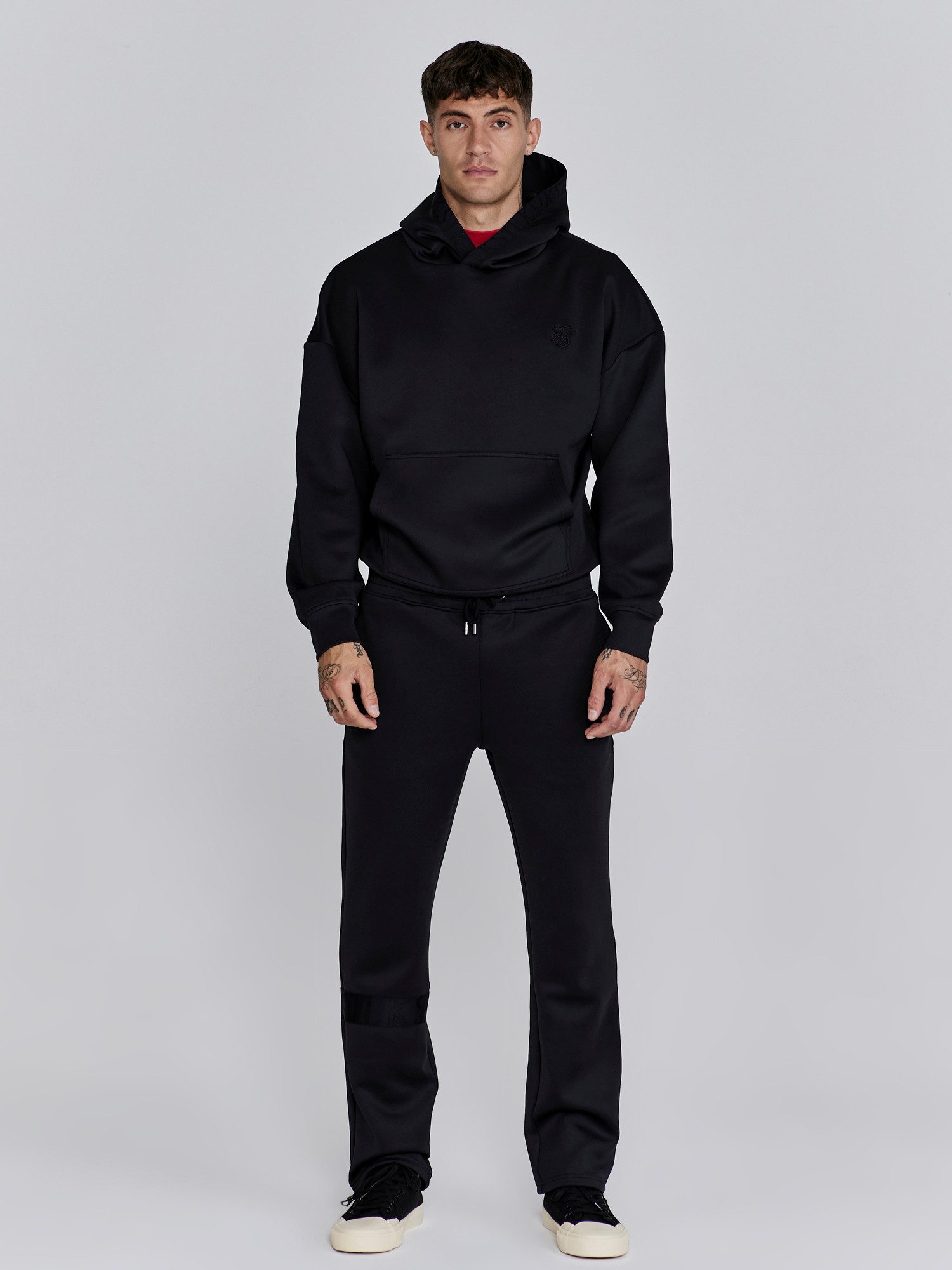 Siksilk Hoodie SikSilk Herren Schwarzes Oversized Dynamic Kapuzenpullover