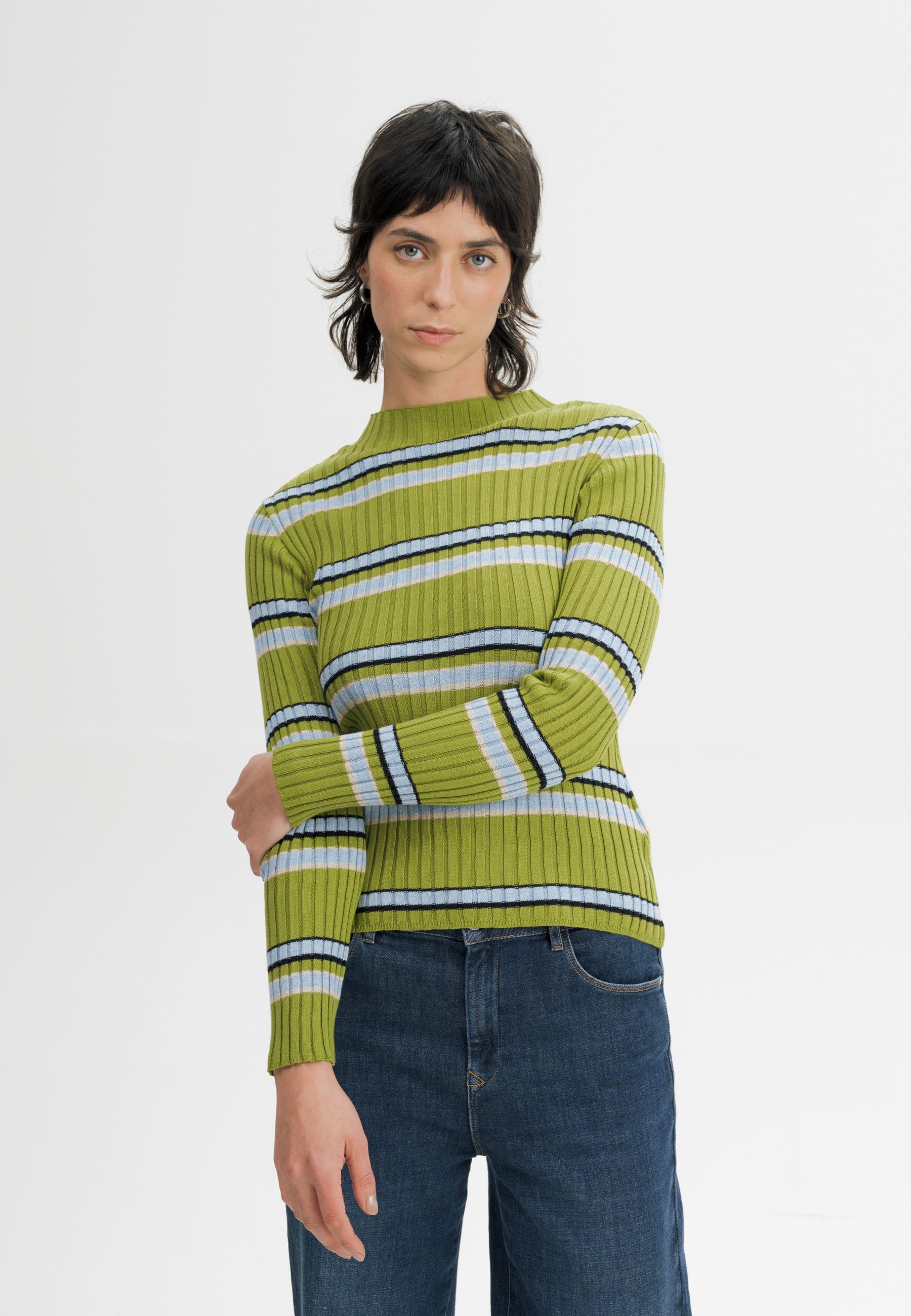 MELA Strickpullover Strickpullover Style NAMARI Gerippte Struktur