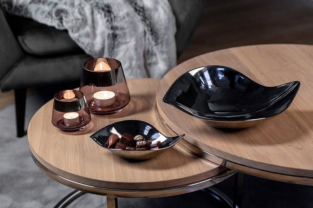 Fink Teelichthalter JONA Teelichthalter - H.13cm x D.15cm - Glas/Silberfoli günstig online kaufen