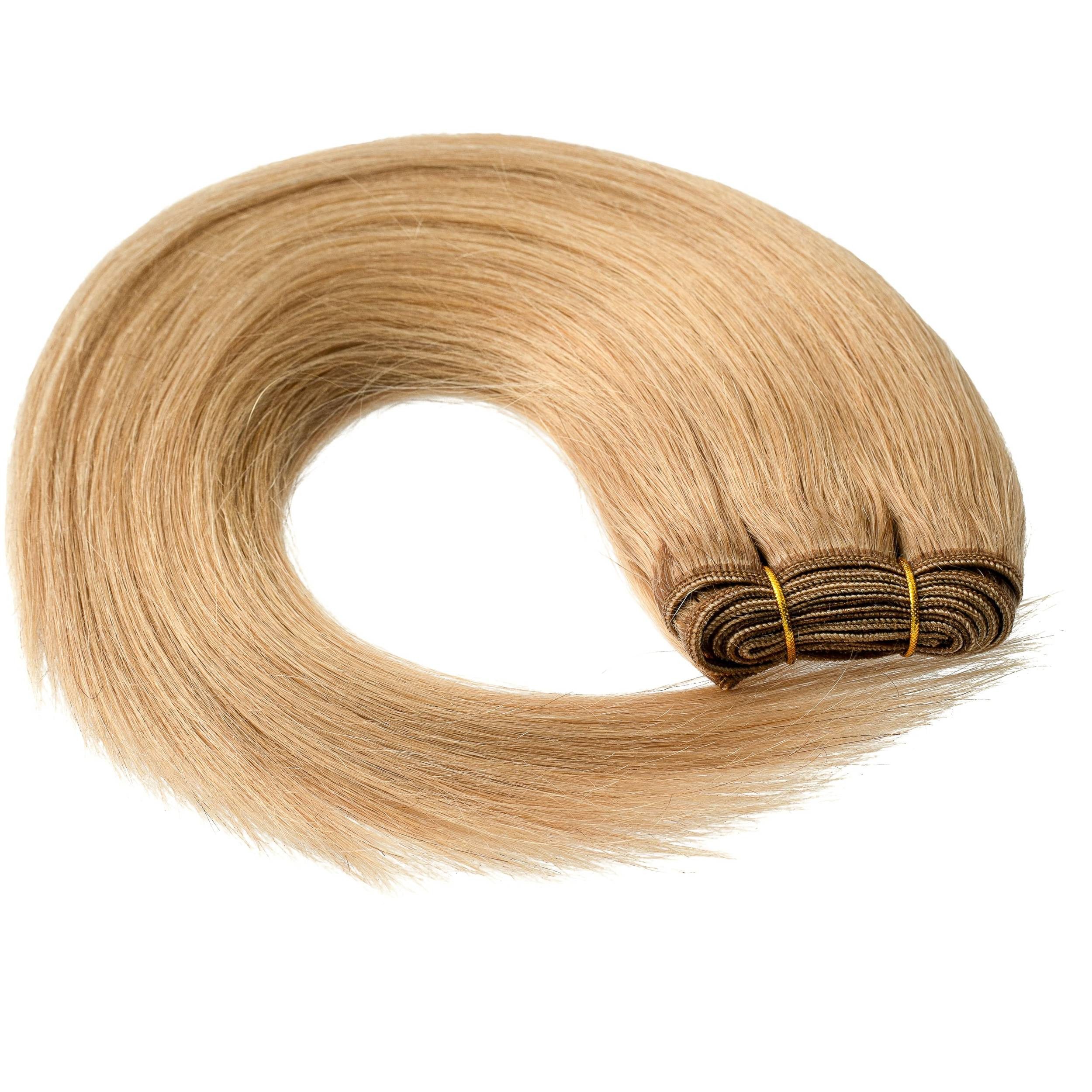 hair2heart Echthaar-Extension Glatte Echthaartresse #9/31 Lichtblond Gold-Asch 50cm