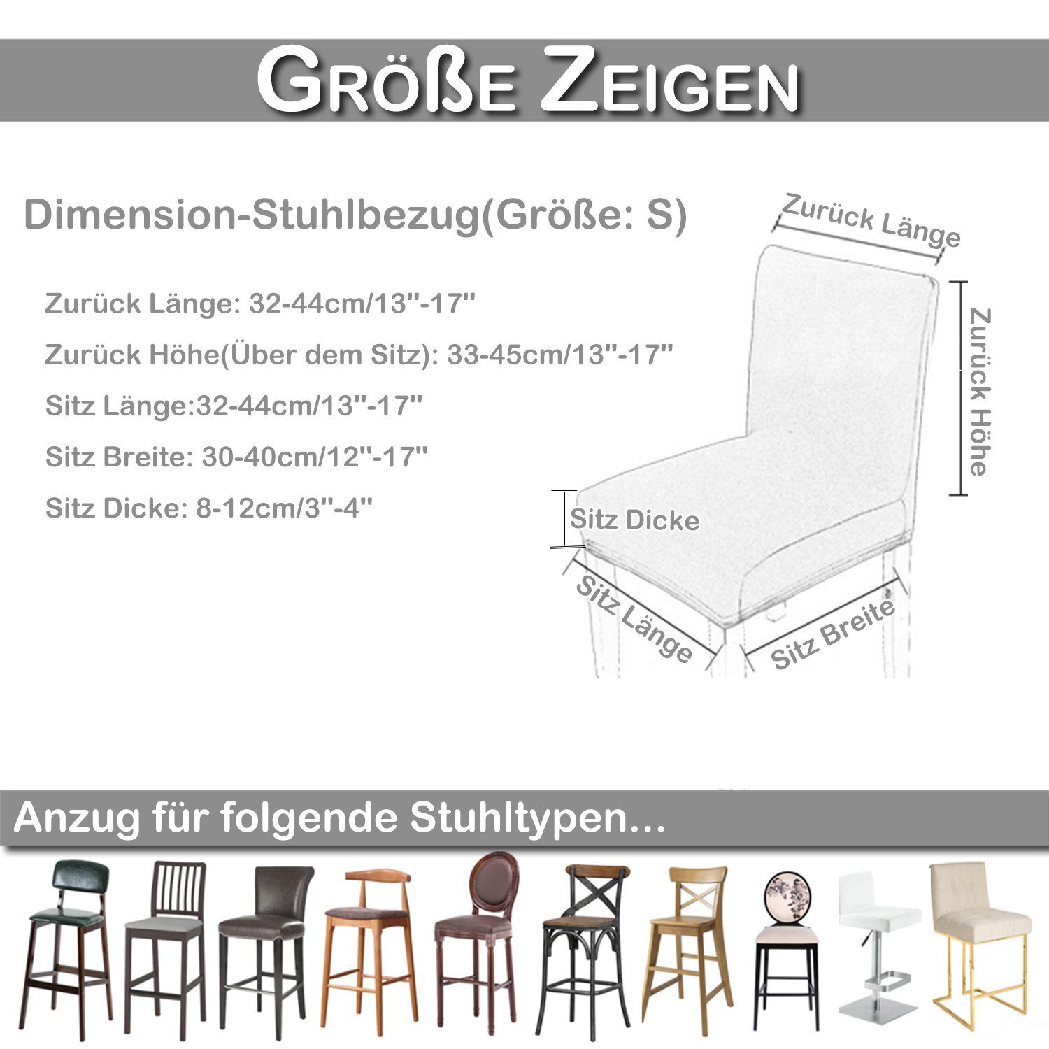 Stuhlhusse Wasserdicht, Stretch, für Deko, Rosnek Hocker Esszimmer Cafe Restaurant Bar Schwarz