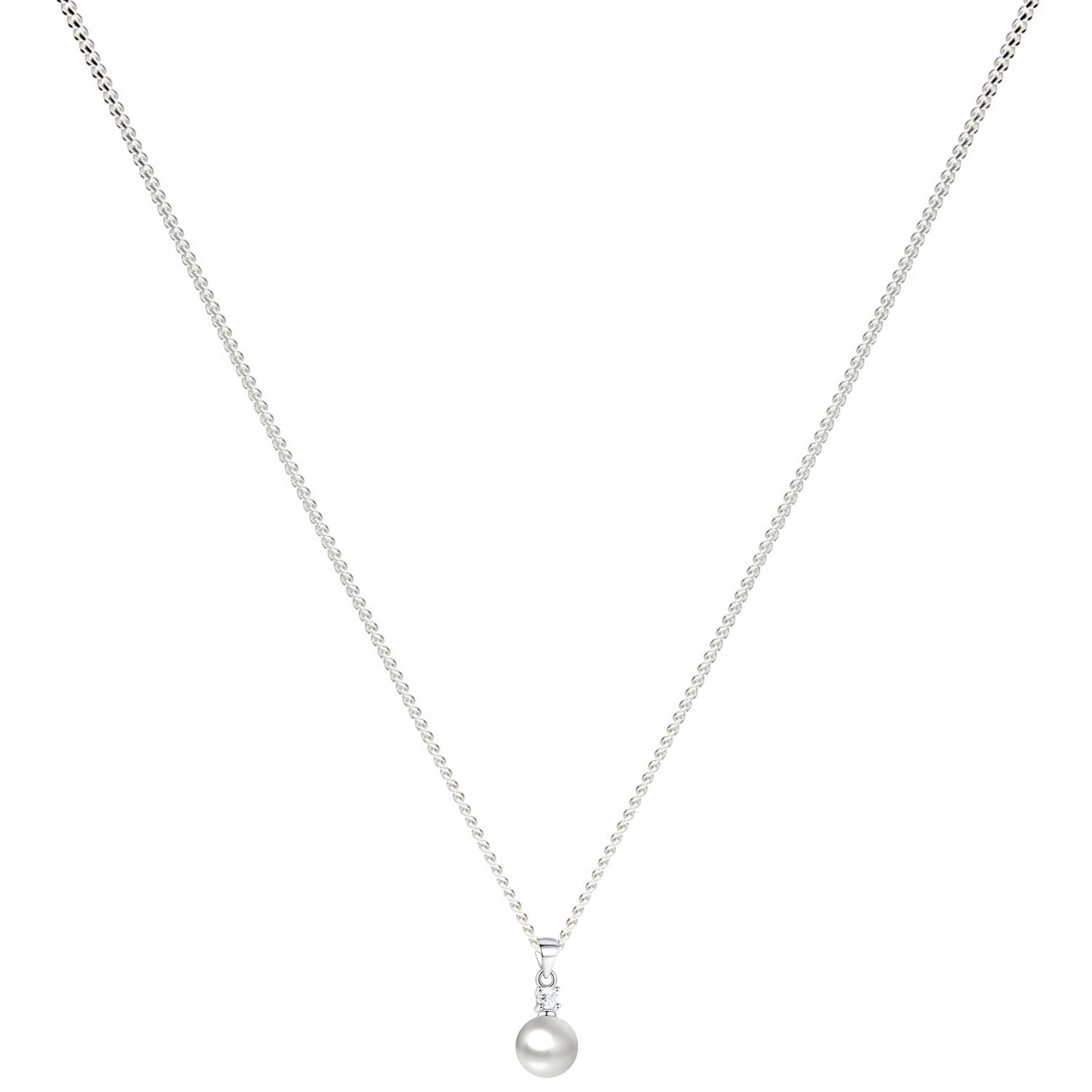 LÖB Kette mit Anhänger 925 Silber versilbert Halskette Tropfen Perlen Zirko günstig online kaufen