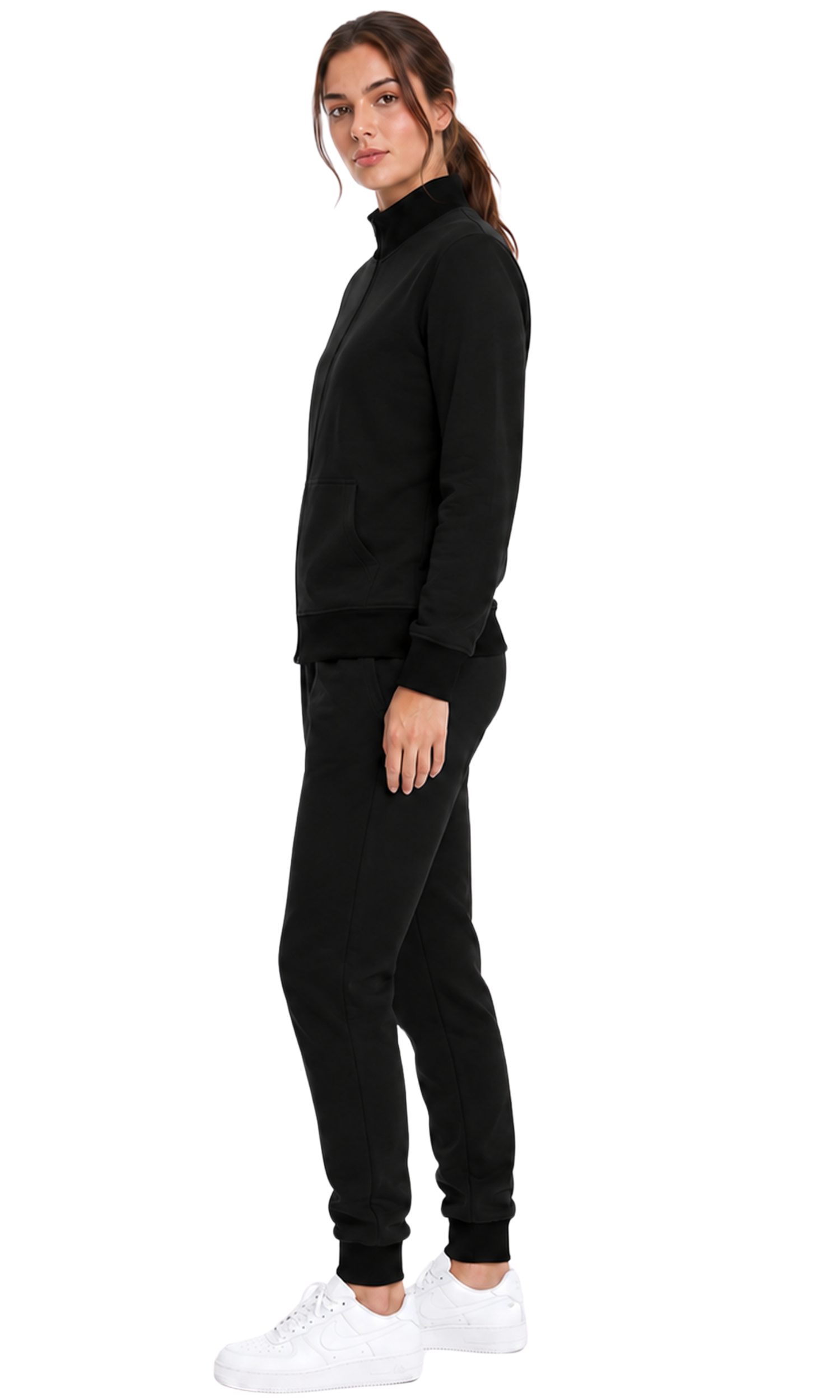 L.gonline Freizeitanzug Damen Trainingsanzug, Freizeitanzug ohne Kapuze 500A (Sweatjacke ohne Kapuze mit Hose, 2-tlg), Fitness Freizeit Casual