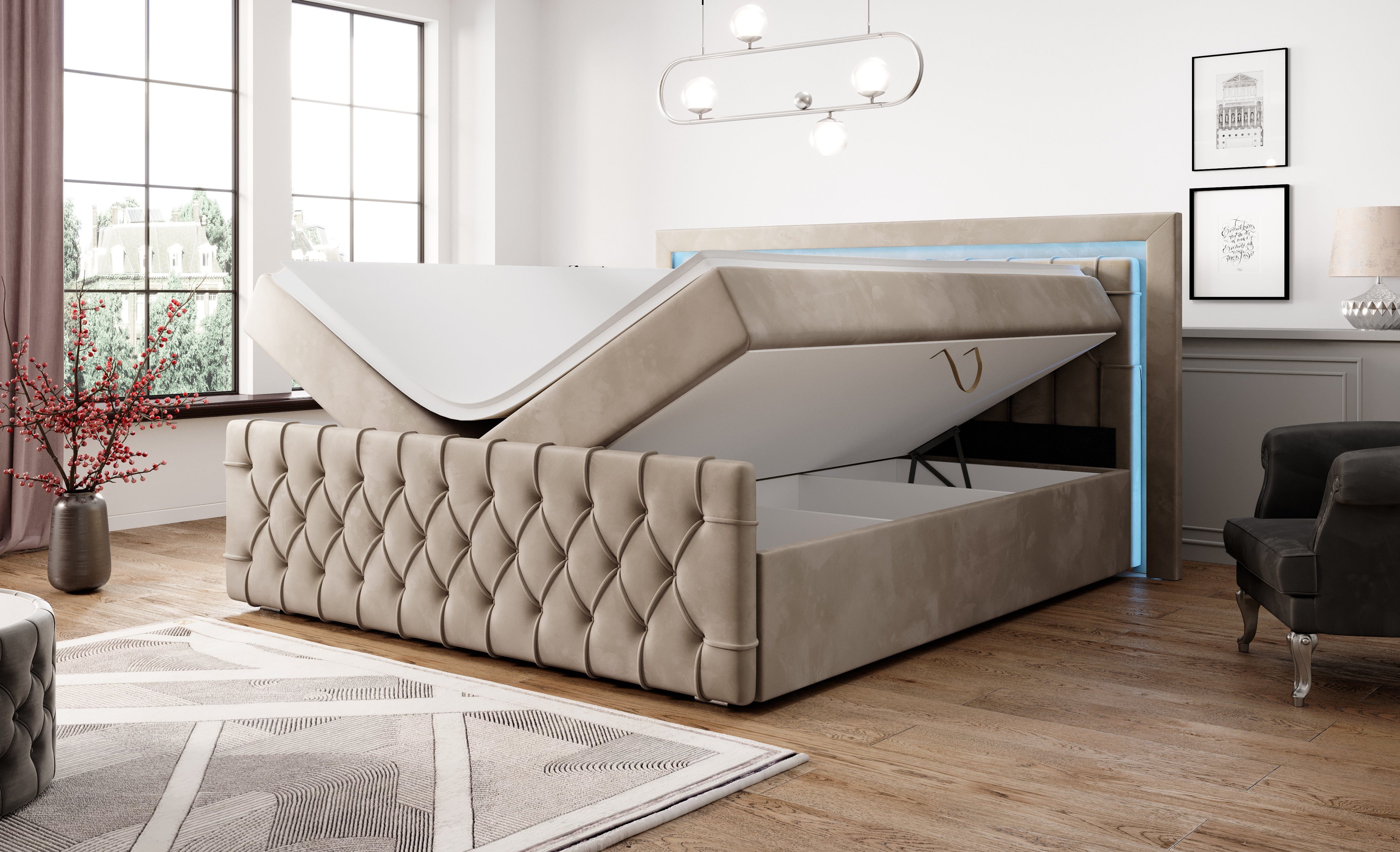 PROMETO Möbel Boxspringbett mit 7-Zonen Taschenfederkernmatratze, Bettkaste günstig online kaufen