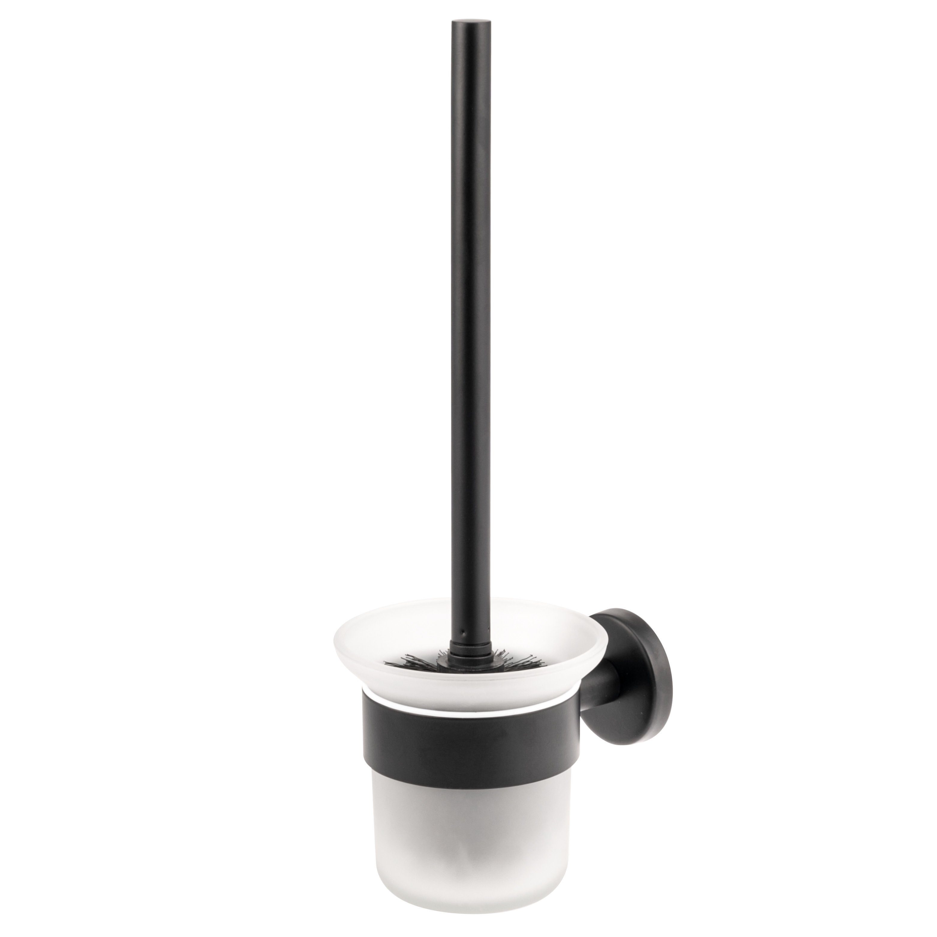 WC-Reinigungsbürste PIAZZA BLACK - WC-Garnitur aus Glas & Edelstahl, schwarz