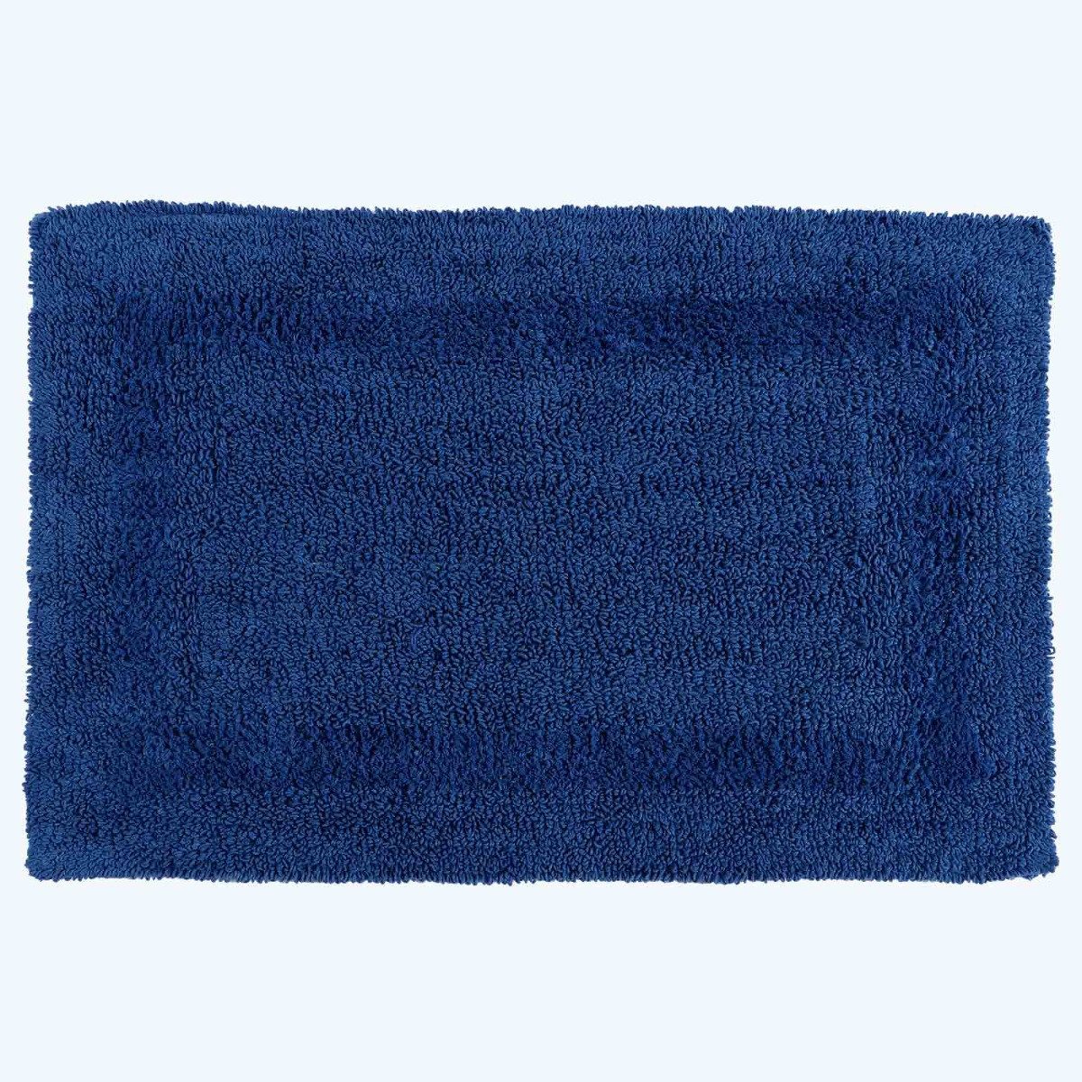 Homescapes Badematte 2-tlg. Badgarnitur dunkelblau aus 100% Baumwolle, Höhe günstig online kaufen