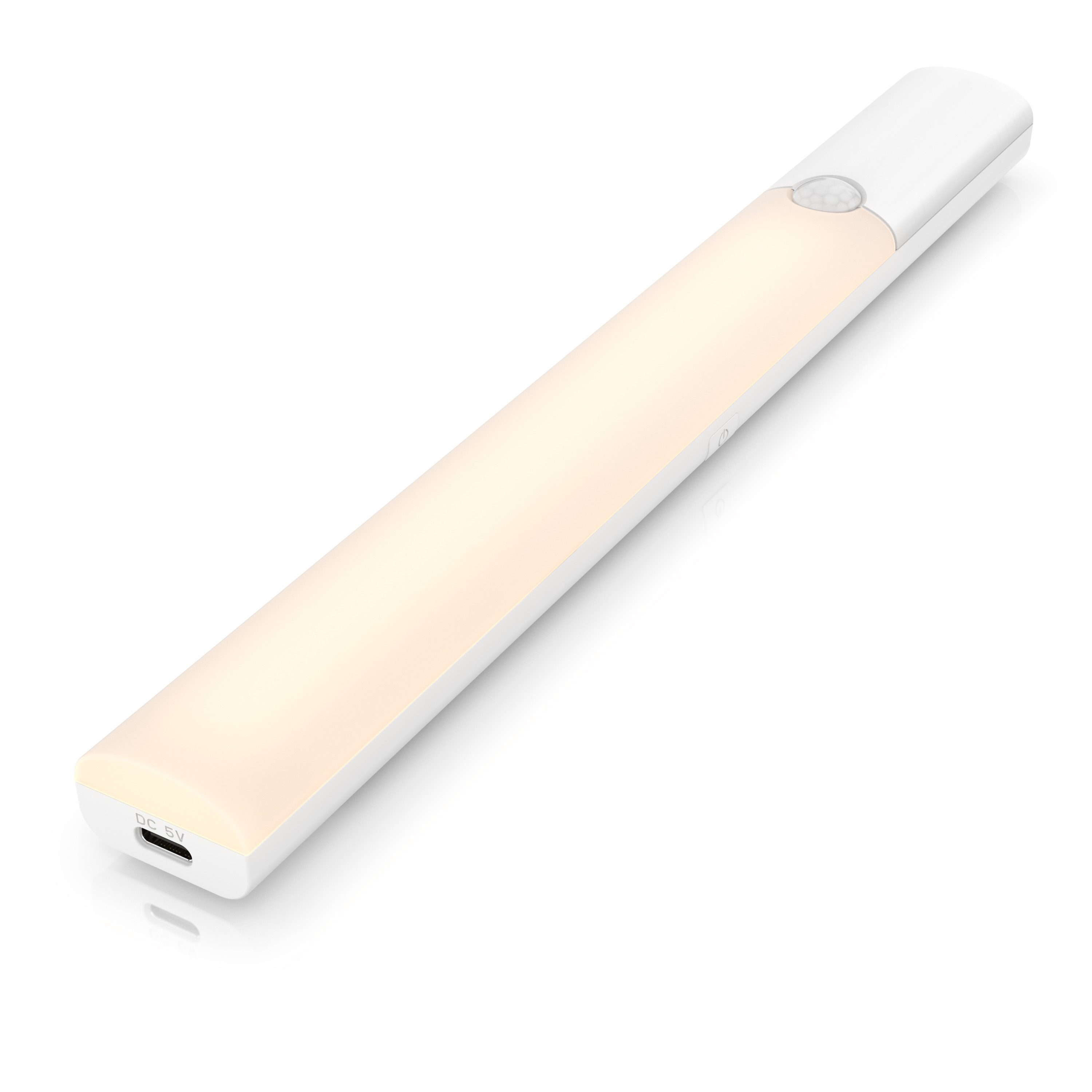 BEARWARE Unterschrankleuchte Schranklicht mit Bewegungsmelder, Akku, 3 Lichtfarben, dimmbar, Bewegungsmelder (PIR); Lichtsensor; Dimmfunktion (10–100); Memory-Funktion; Dauerlicht (30 Min); Auto-Modus, LED fest verbaut, Neutralweiß, Kaltweiß, Warmweiß, 500 mAh, USB-C, Magnethalterung, PIR 120°, 4 m, 20 s Timer, 25 cm