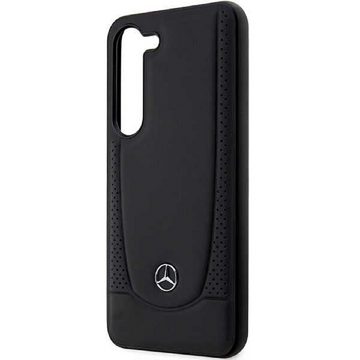Mercedes Handyhülle Case Samsung Galaxy S23 Echtleder schwarz Stern Logo 6,1 Zoll, Kantenschutz