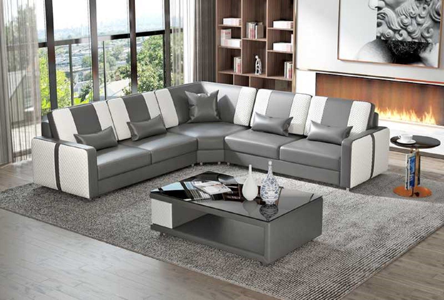 JVmoebel Ecksofa Design Eckgarnitur Ecksofa L Form Couch Sofa Modern Eckcouch, 3 Teile, Made in Europe Grau