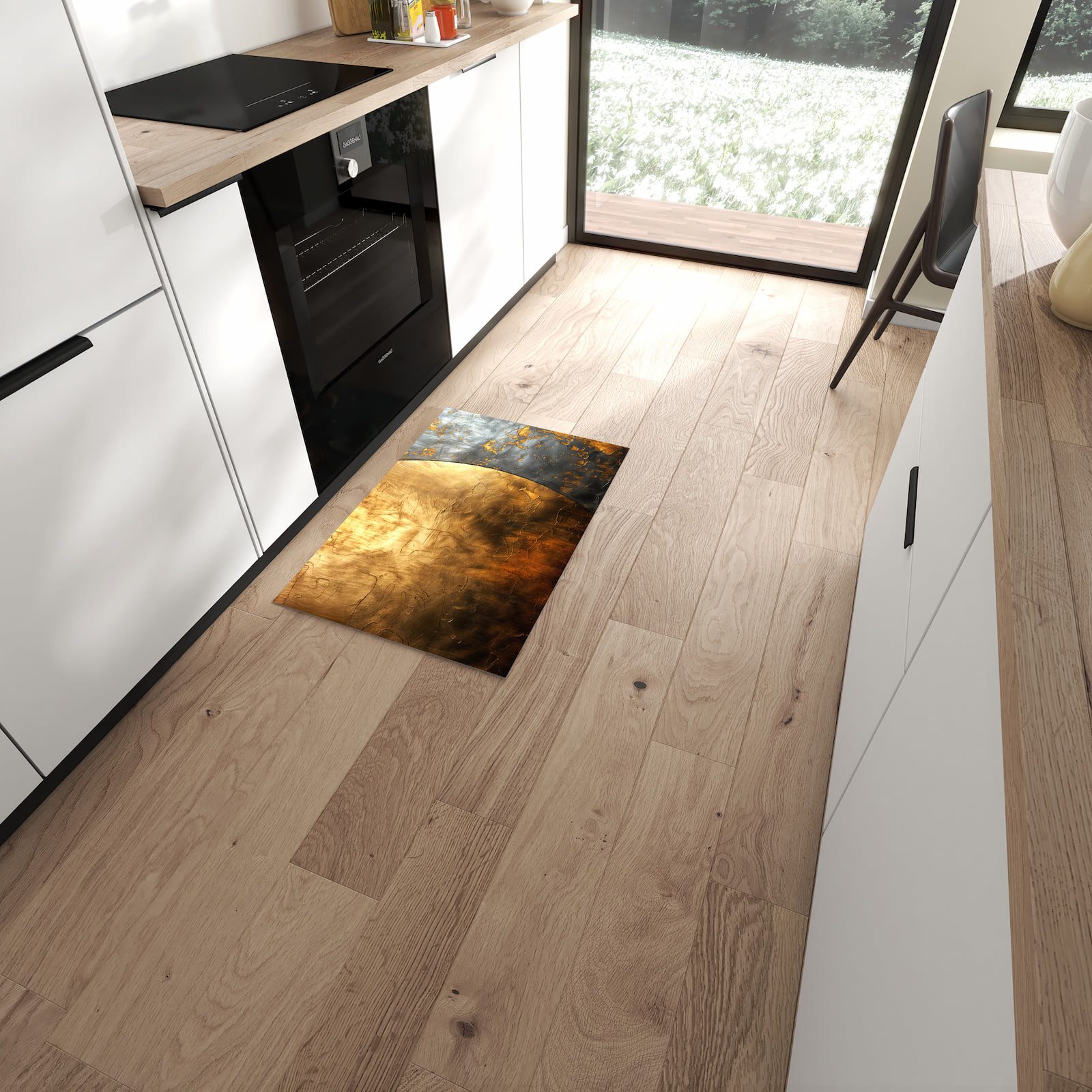 Primedeco Teppich Küchenteppich Metallische Textur PVC rutschfest abwaschba günstig online kaufen