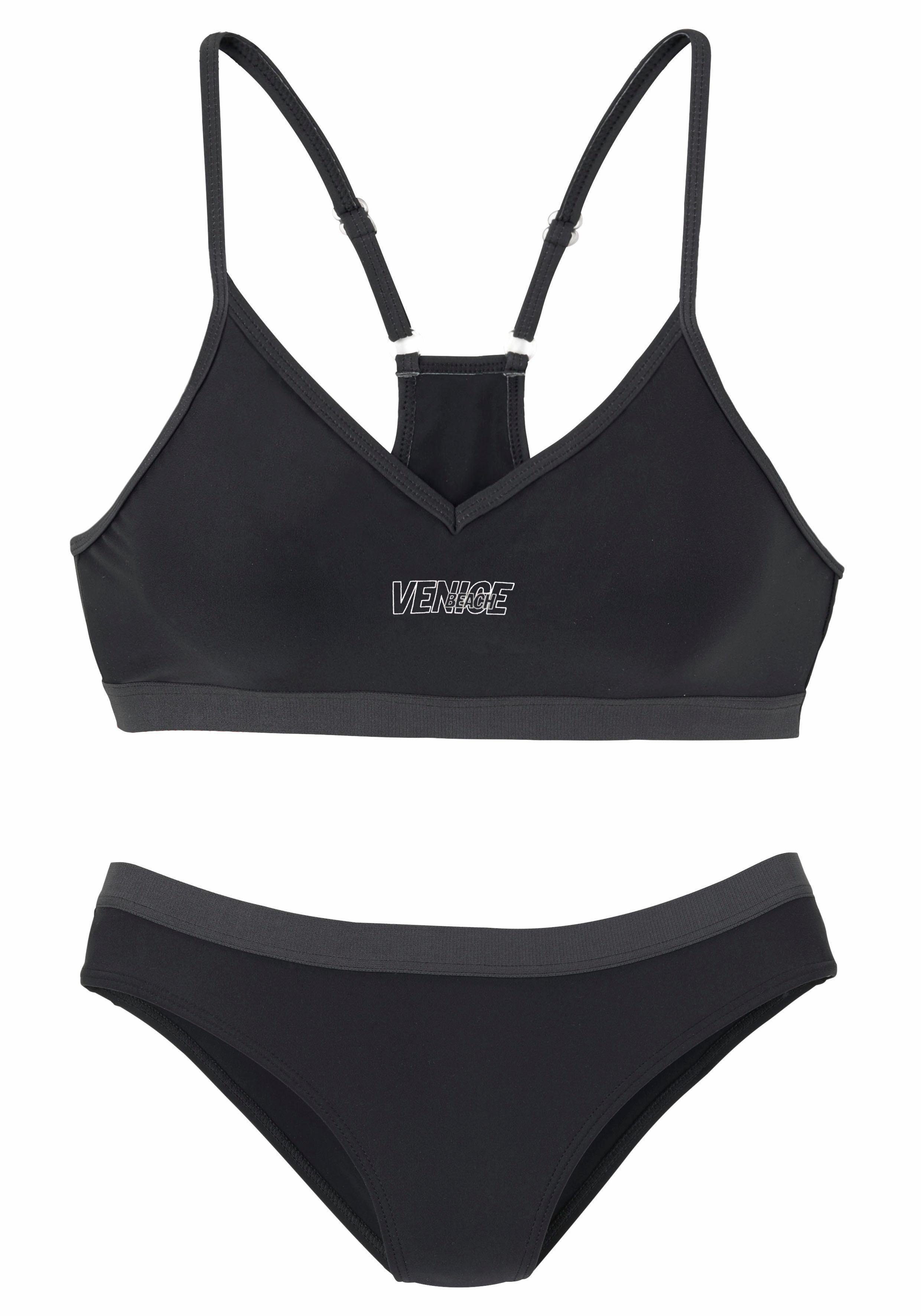 Venice Beach Bustier-Bikini abgetönten mit Details schwarz-grau