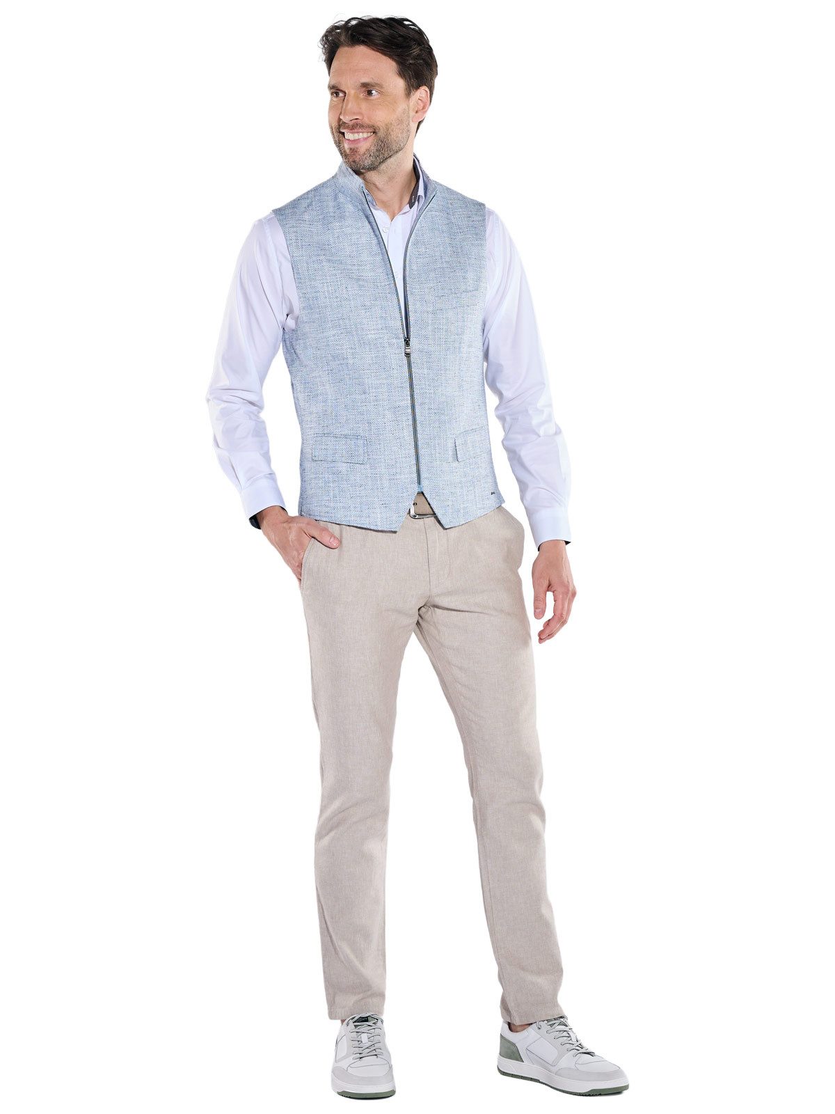 Engbers Anzugweste Herren Sakko Weste aus Leinenmix mit Reißverschluss, Hellblau