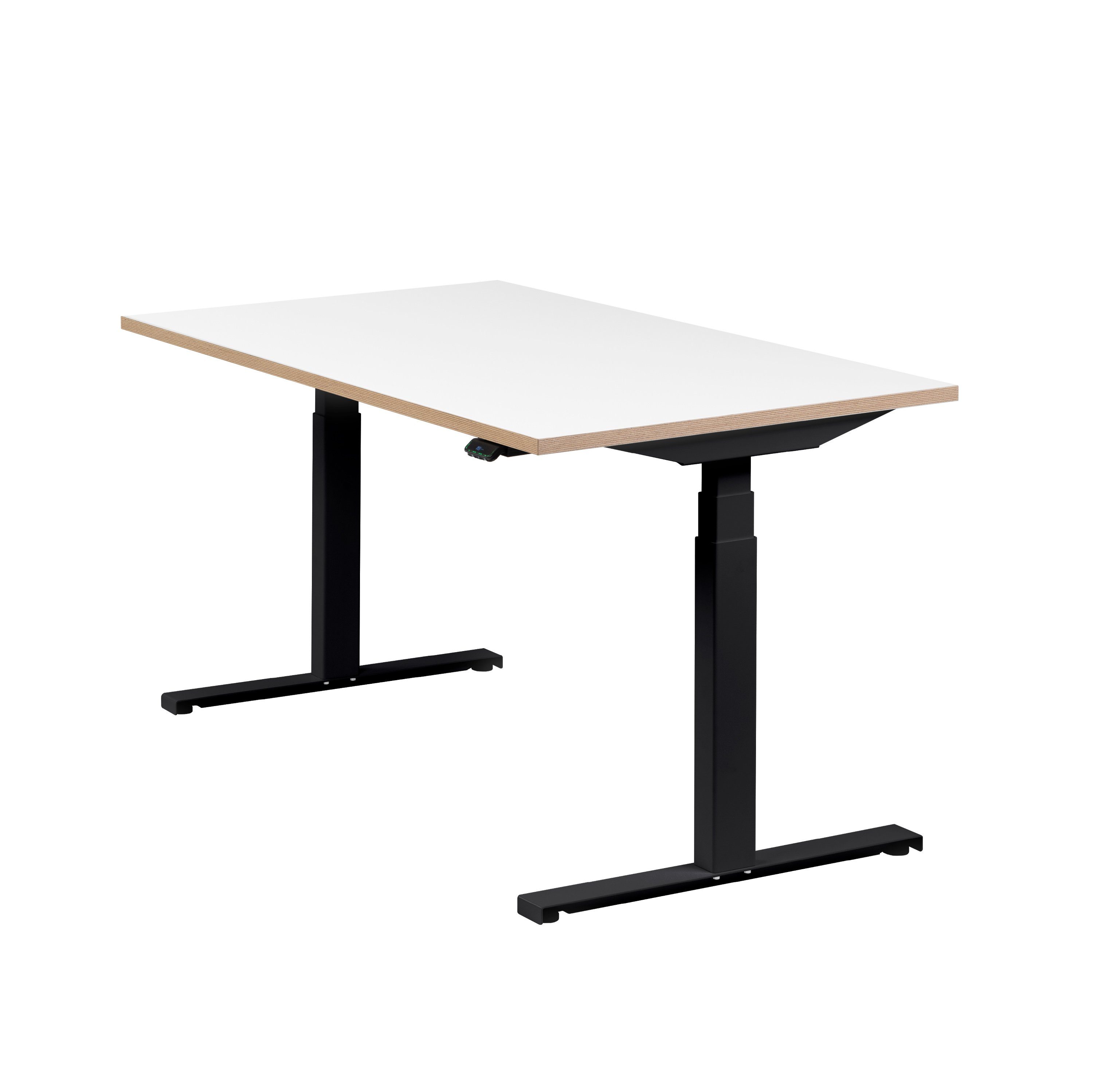 boho office® Schreibtisch Easydesk, Schwarz elektrisch höhenverstellbar Tischplatte Weiß 140 x 80 cm Schwarz | Weiß