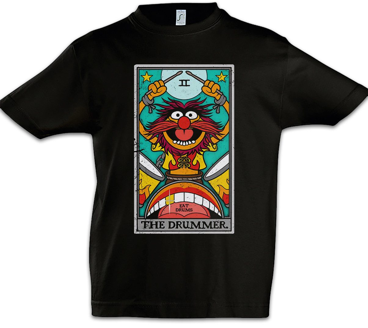 Urban Backwoods Print-Shirt Wicked Drummer Tarot Kinder T-Shirt Drums Percussion Schlagzeuger (1-tlg) Karte Card Rock Metal