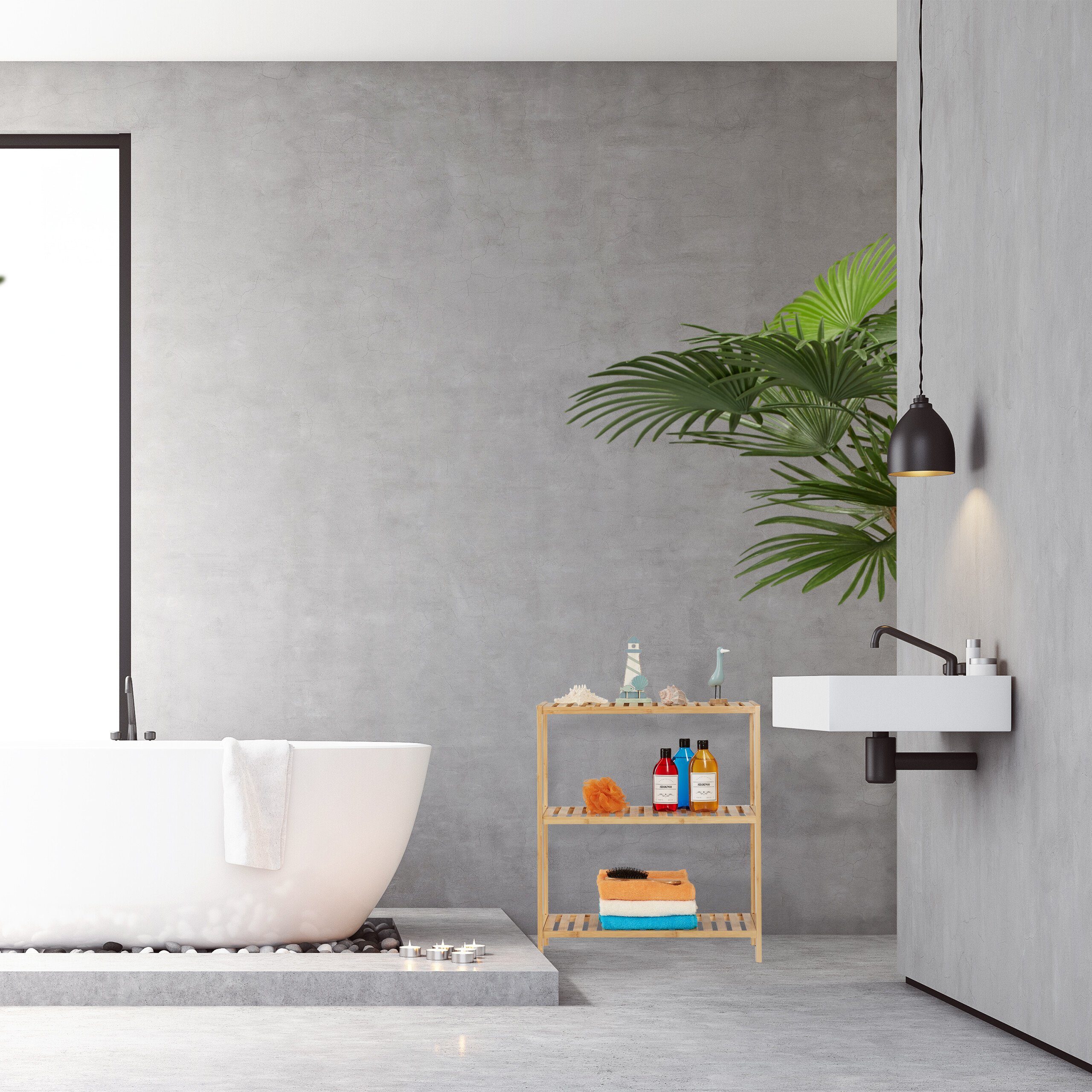 relaxdays Badregal Großes Badregal mit 3 günstig online kaufen